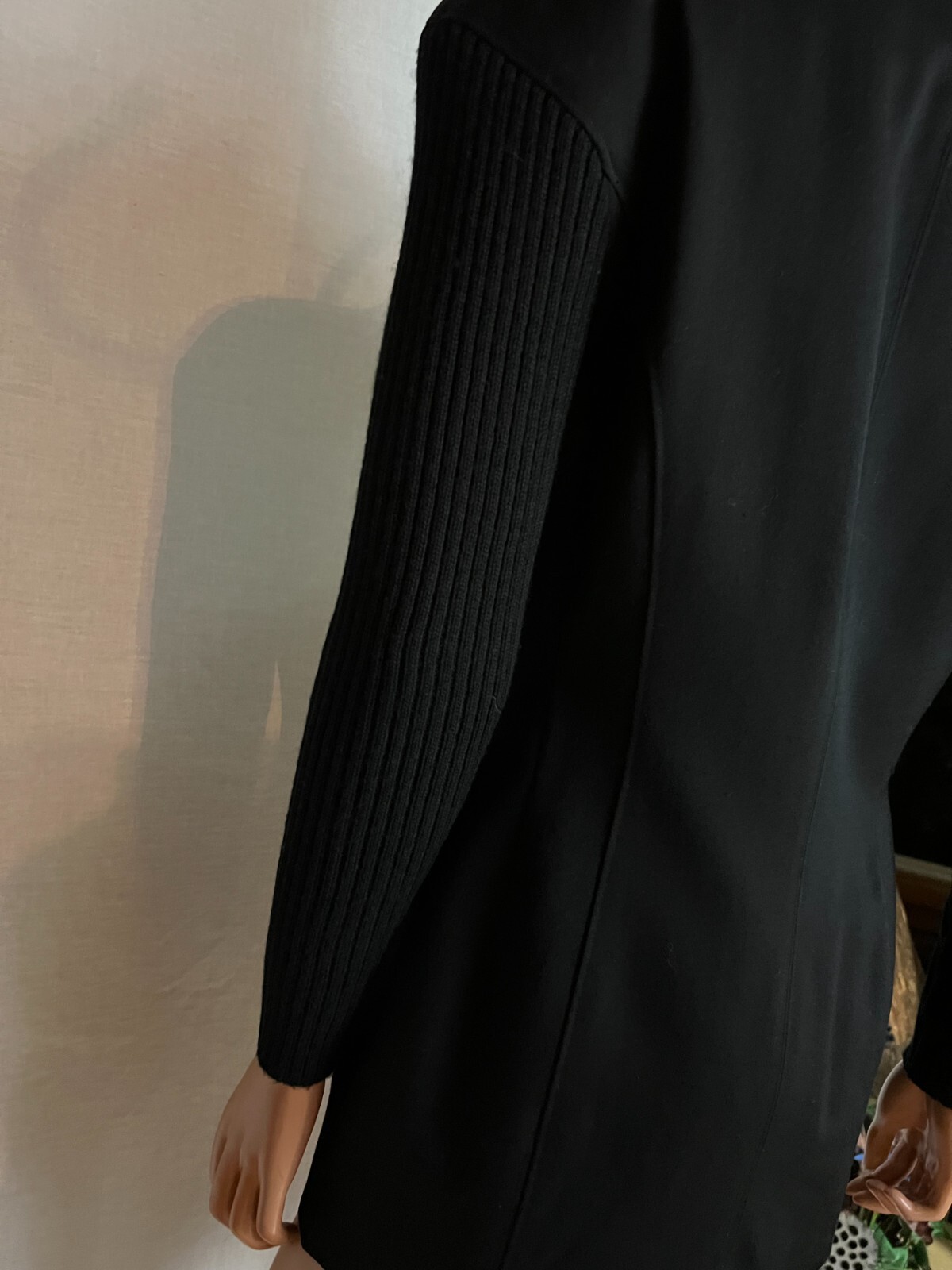 VTG 80s Eleanor P Brenner Black Jacket Blazer Sweater Like Sleeve 4 Measures M