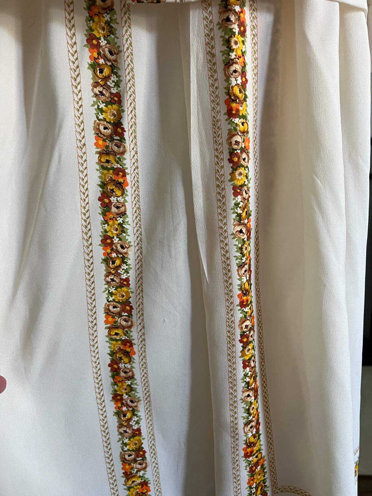 60s Vintage Womens M Skirt Set Sz S Blouse Ivory Floral Fall A Line Skirt