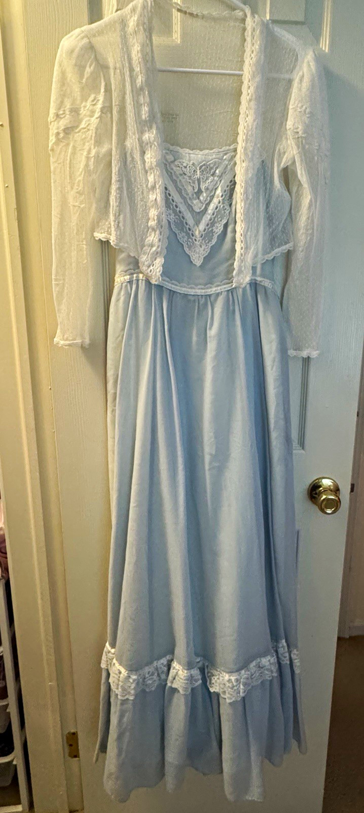 Gunne Sax by Jessica Blue Lace maxi Dress + lace cardigan