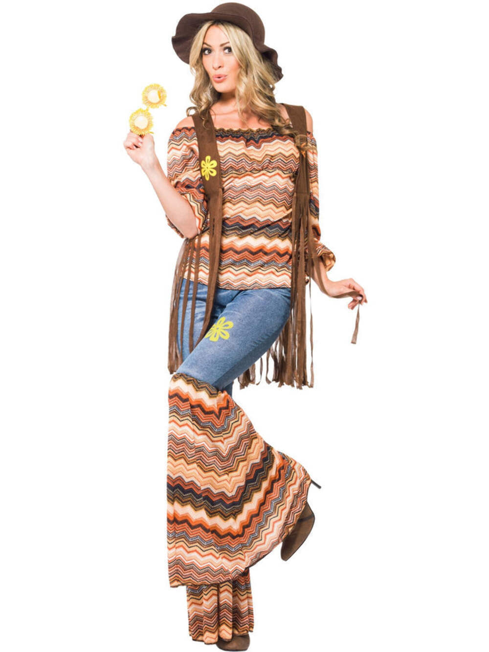 70s Harmony Hippie Costume Adult Orange