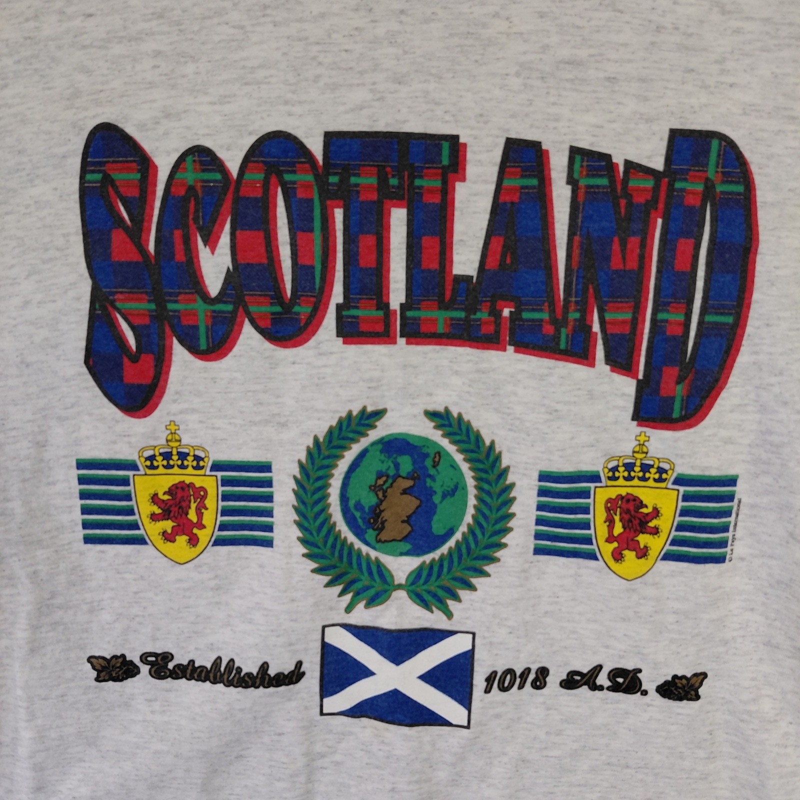 Vintage Le Pays International Scotland Graphic T-Shirt Gray Large Made in USA