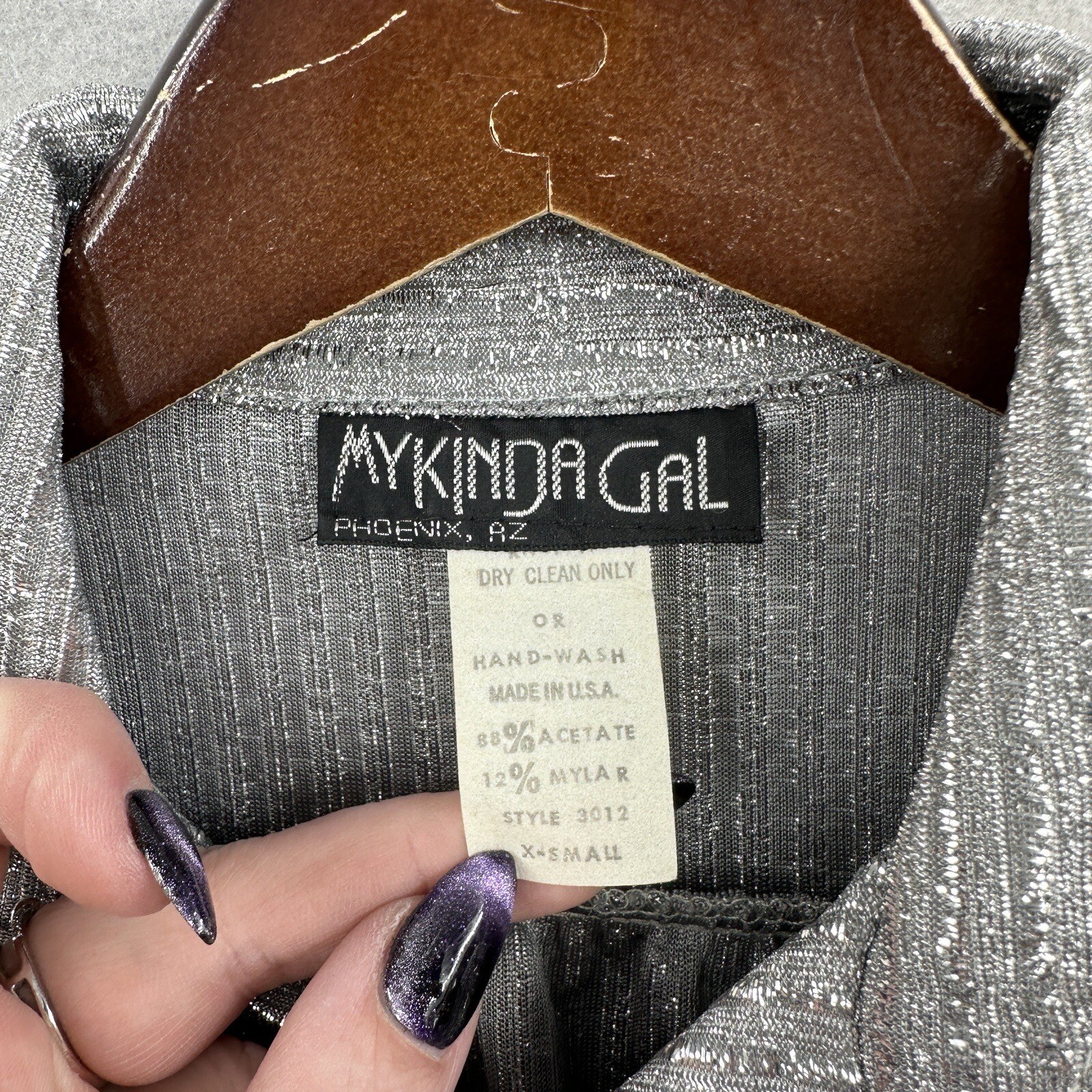 VTG My Kinda Gal Blouse Women XS Metallic Phoenix Arizona USA Cottagecore Button
