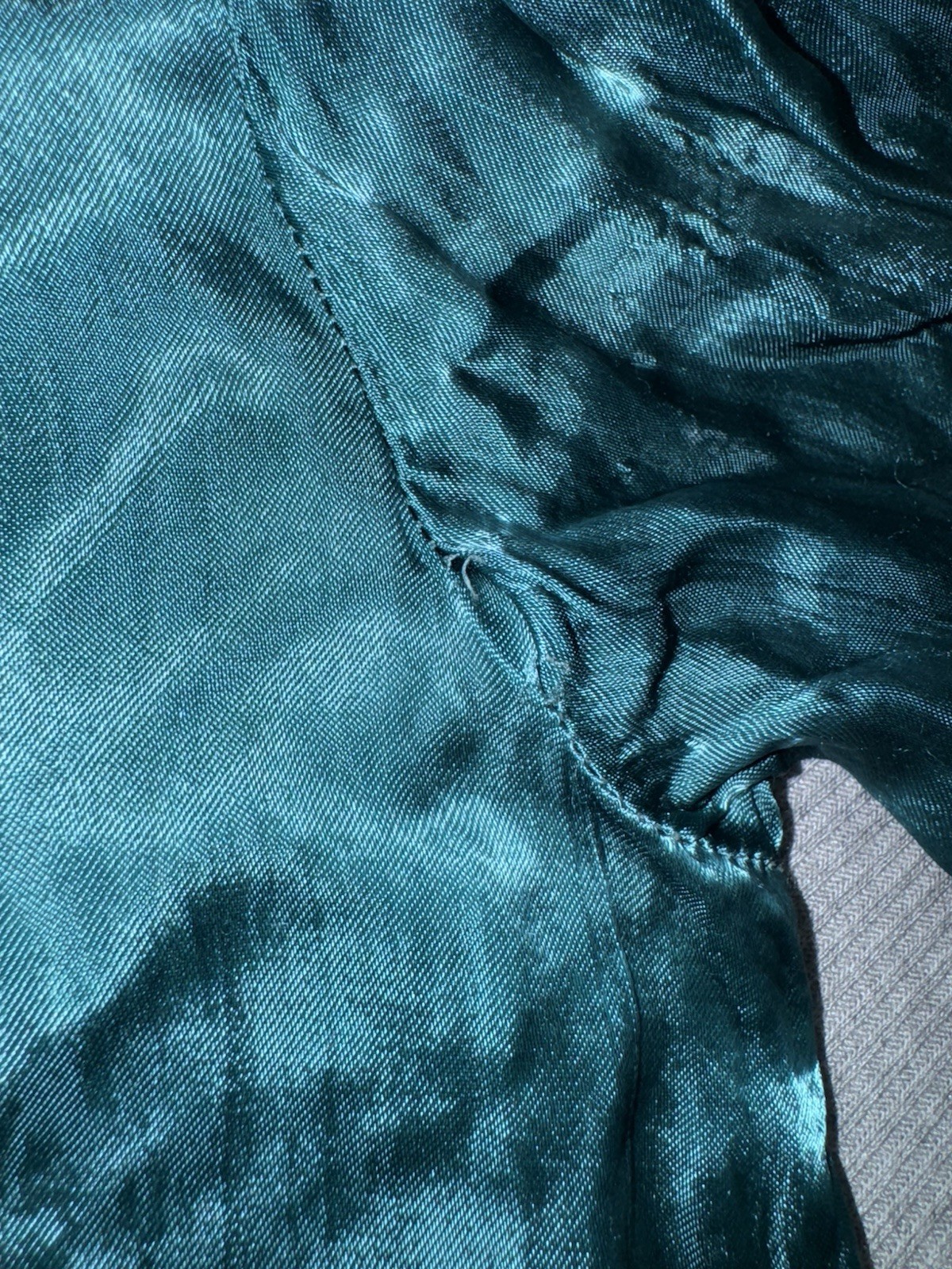 Vintage 90s Phool Patchwork Vest Blouse 2 Piece Set Rayon Teal Emerald L Large