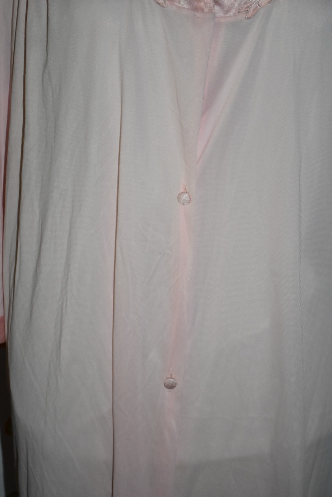 Vintage VANITY FAIR women’s Large PINK BELOW KNEE HOUSECOAT DUSTER robe USA VGC