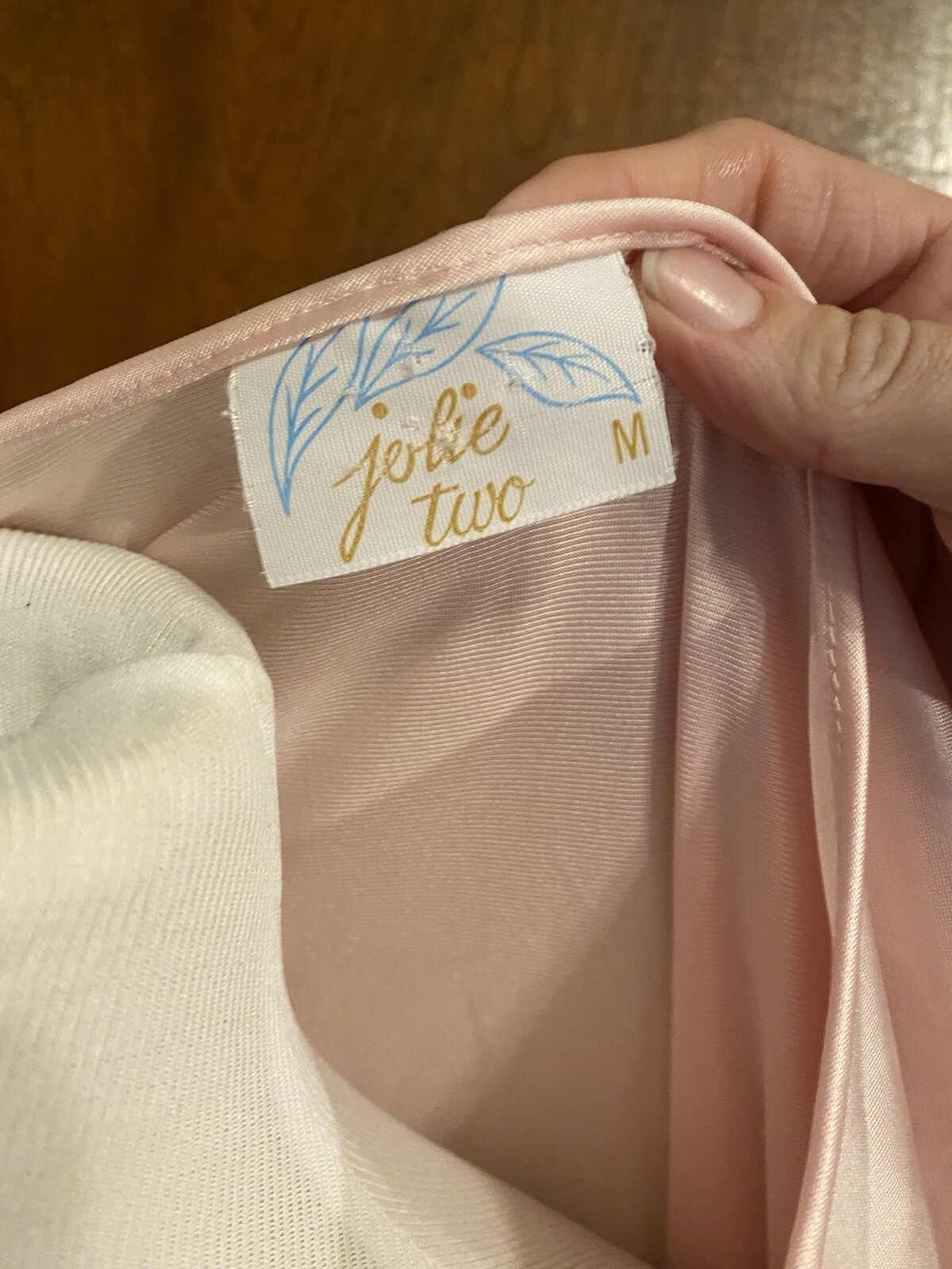 Vtg Jolie Two Nylon Tricot Housecoat/Nightgown, Mumu Soft Pink Button Up, Size M