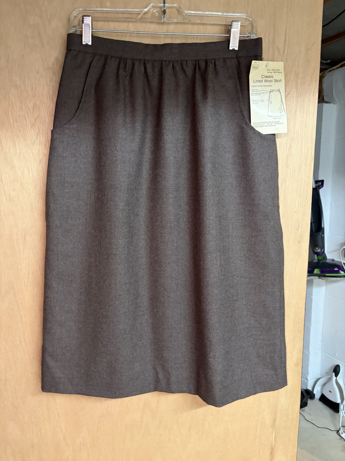 Sears Vintage 100% Wool Brown Midi Skirt
