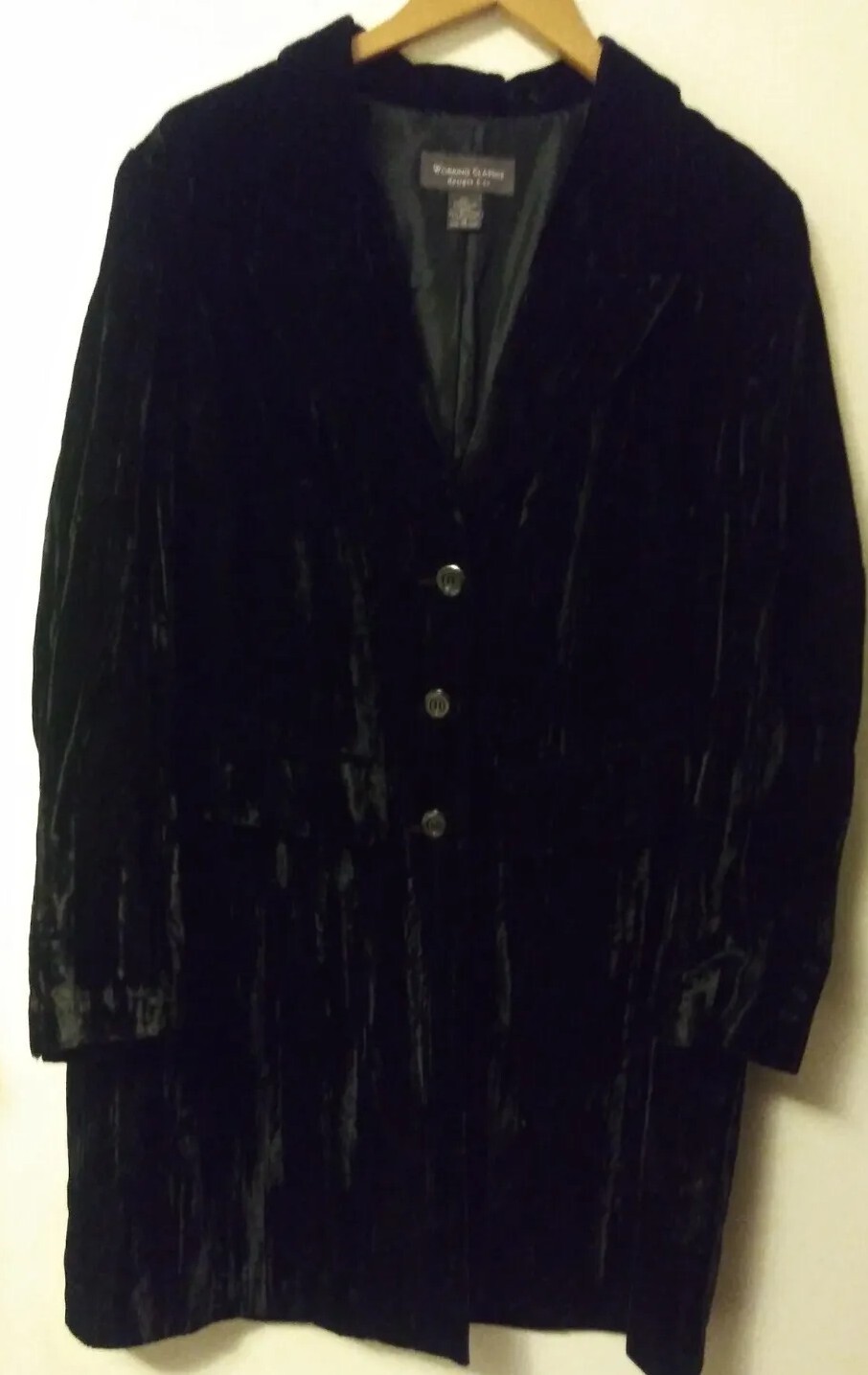 Working Classics Blazer Women 16 Black Crush Velvet Burnout Rock Gothic Elegant