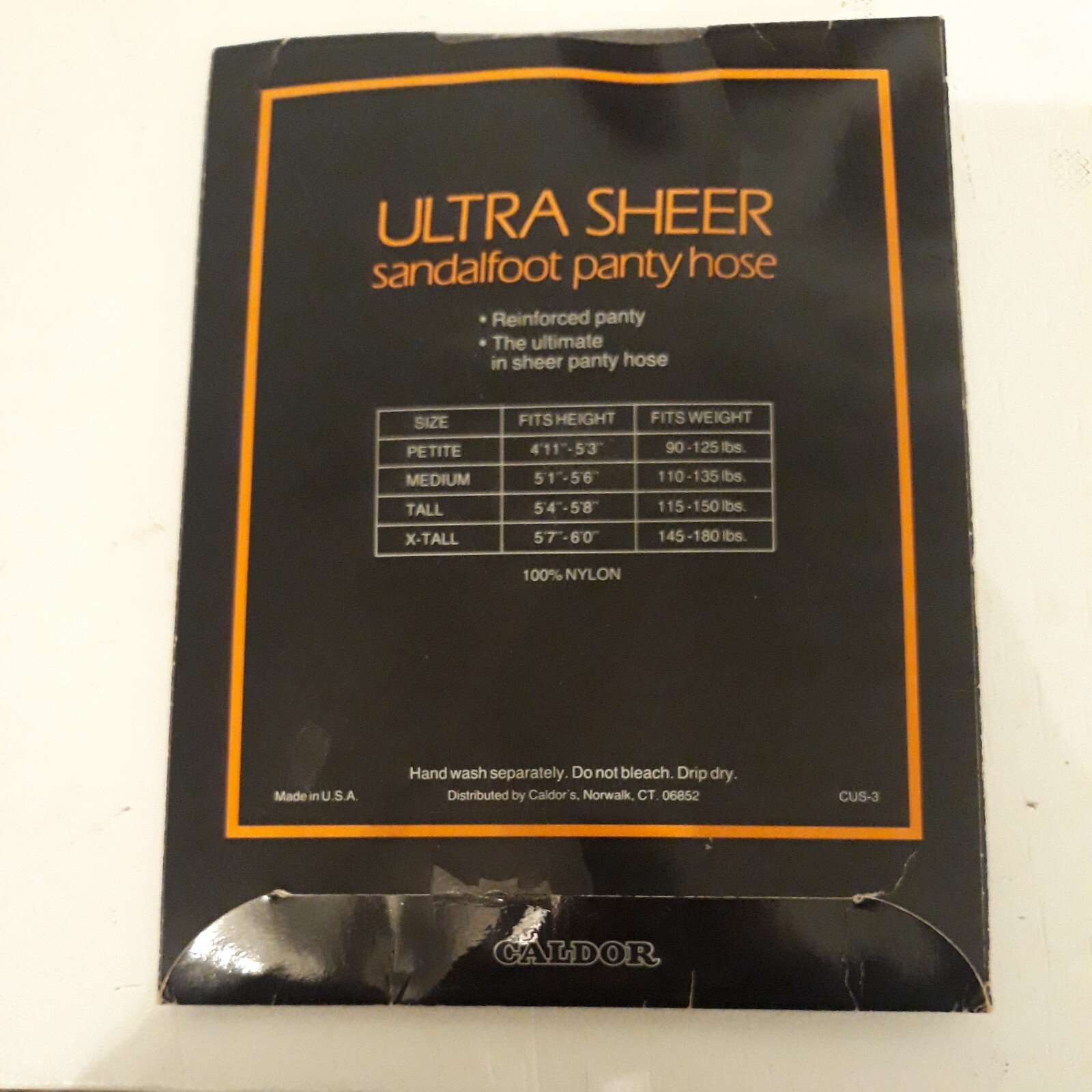 NOS 1980’s Caldor Ultra sheer sandal foot Pantyhose nylon sz X-Tall Black XL B4