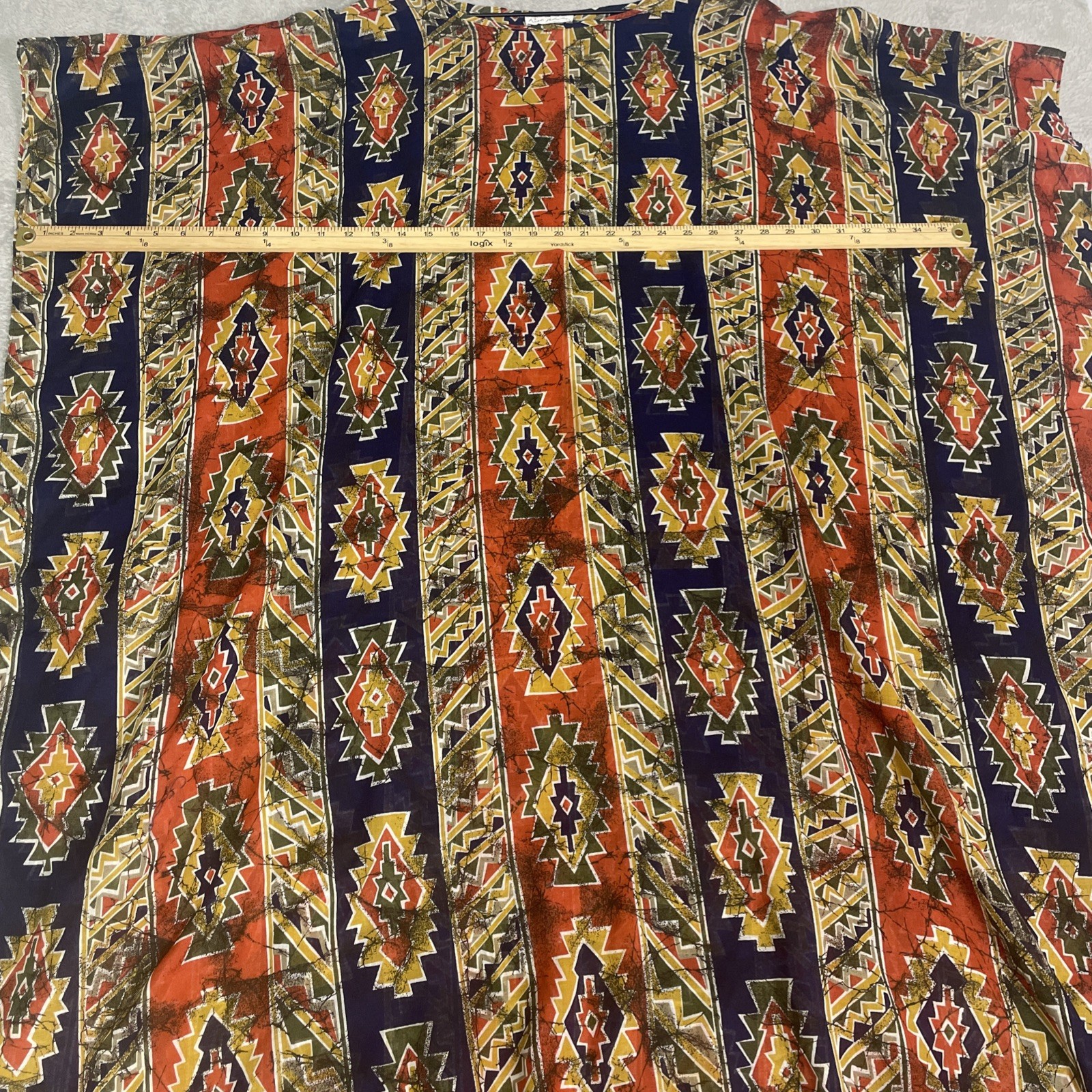 Vintage Ruth Norman Neiman Marcus Caftan Women’s One Size Aztec Red Gold Lounge