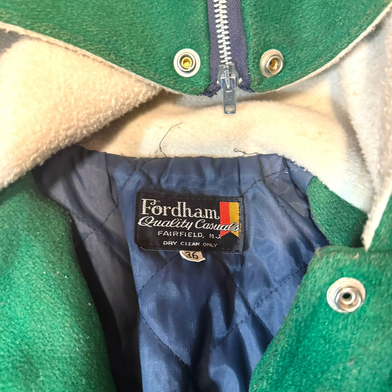 Vintage Fordham Cheerleading Gina Varsity Jacket Womens 36 Green Wool Chenille