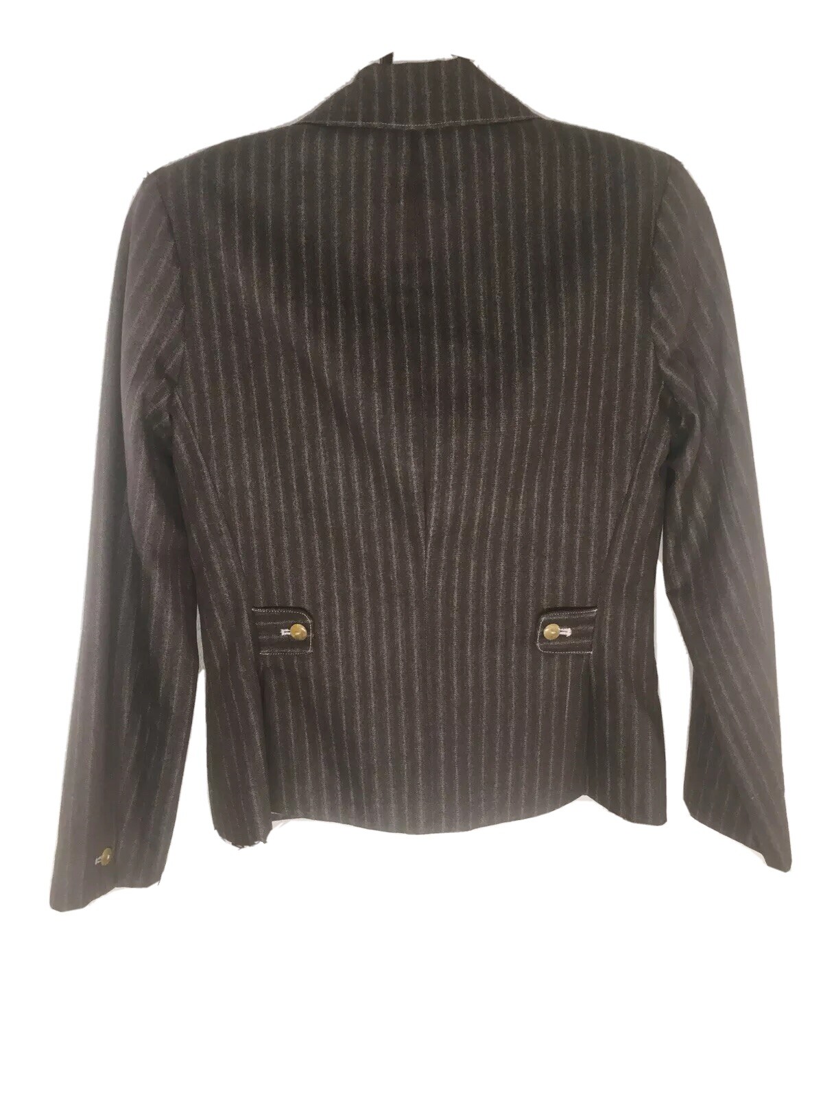 Vtg ANNA SUI Brown Jacket Blazer Pinstripe Sz 10 USA Cotton Blend Pockets