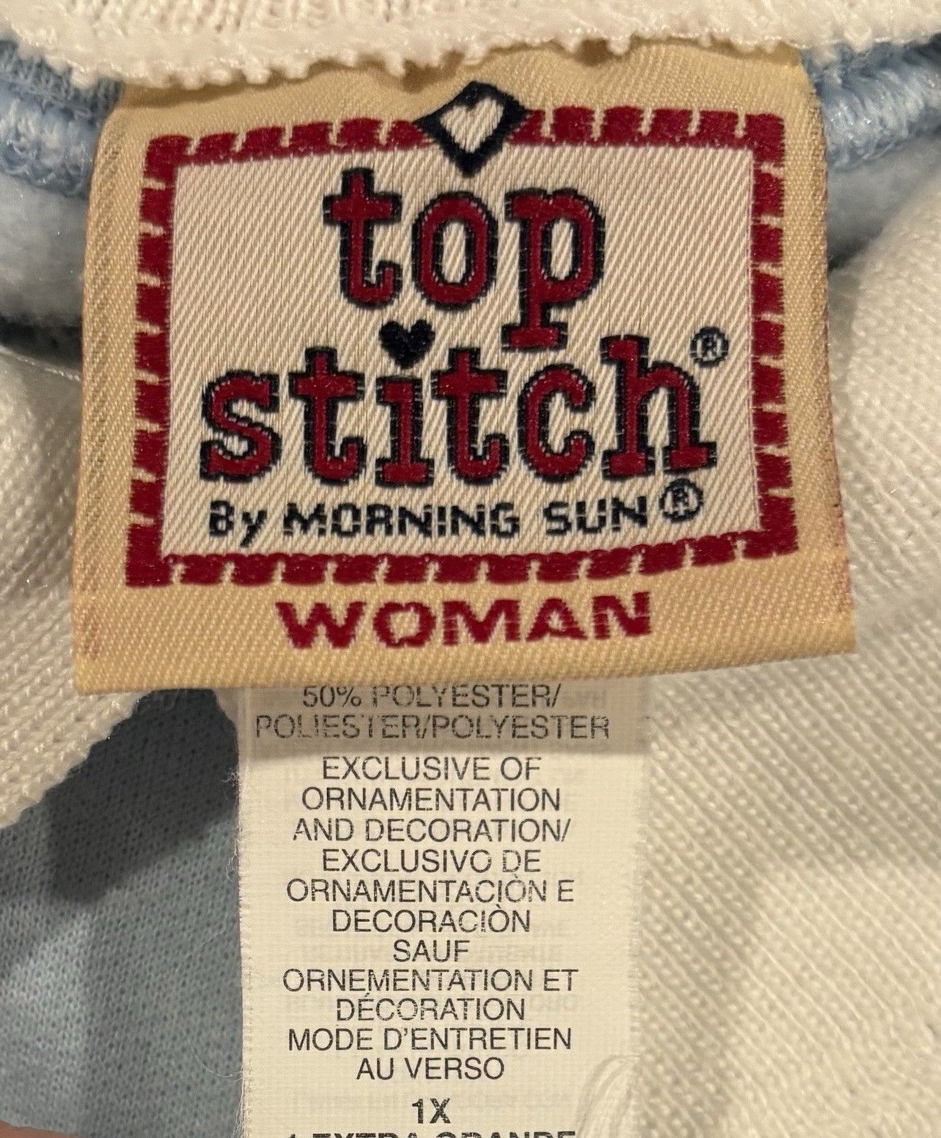 VTG Top Stitch By Morning Sun Granny Double Collar Embroidered Sweatshirt 1X