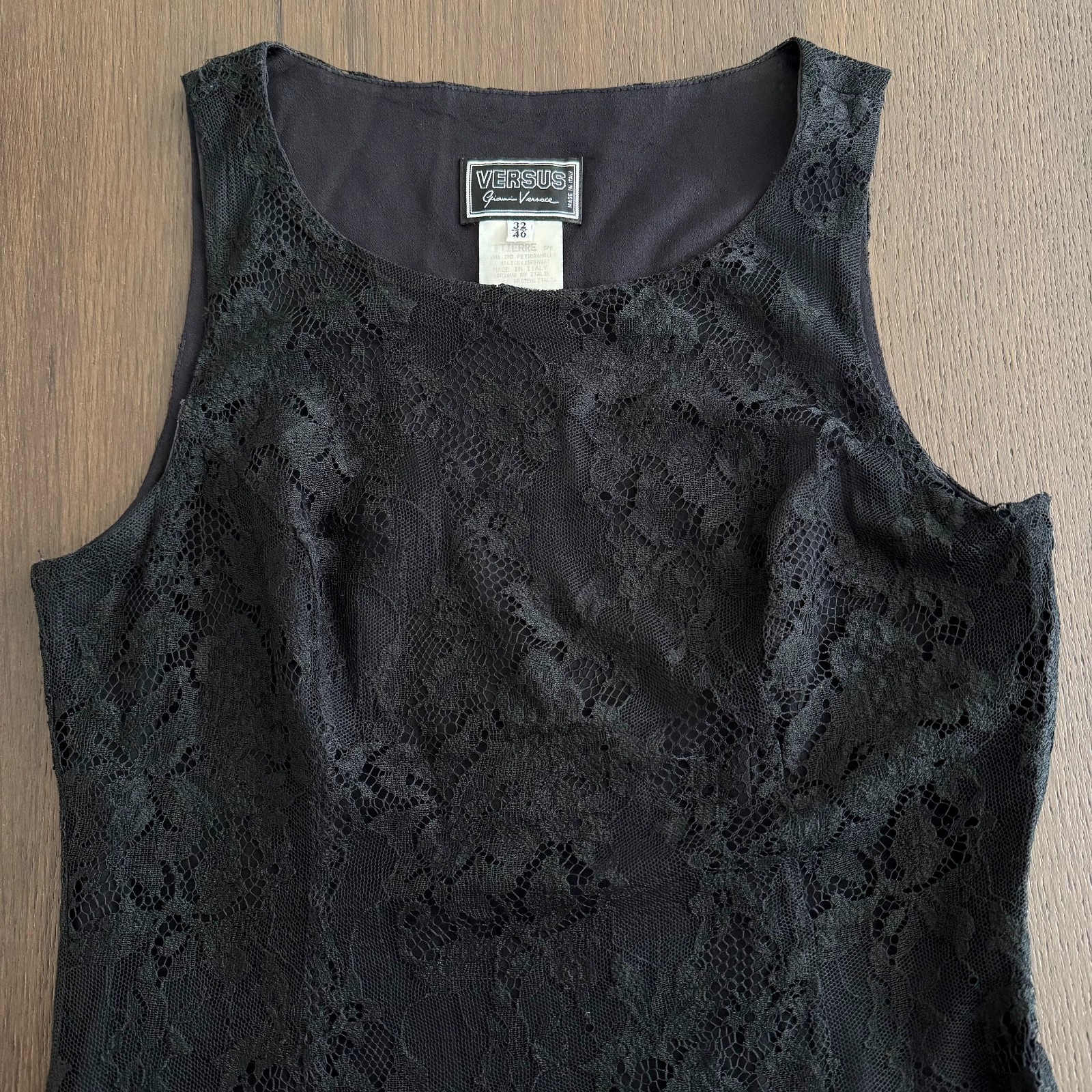 GIANNI VERSACE VERSUS black lace mini dress size 46 from S/S 1994