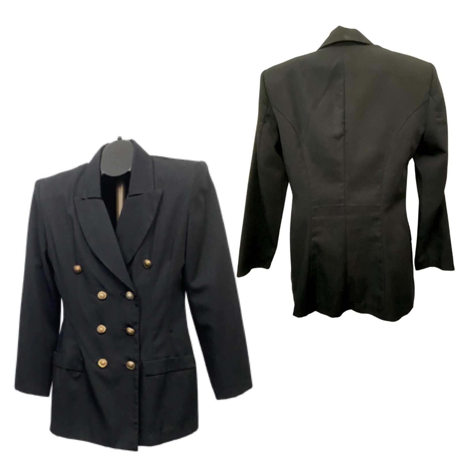 Rampage Black Double Breasted Military Blazer Gold Buttons Tailored Jacket SM ^