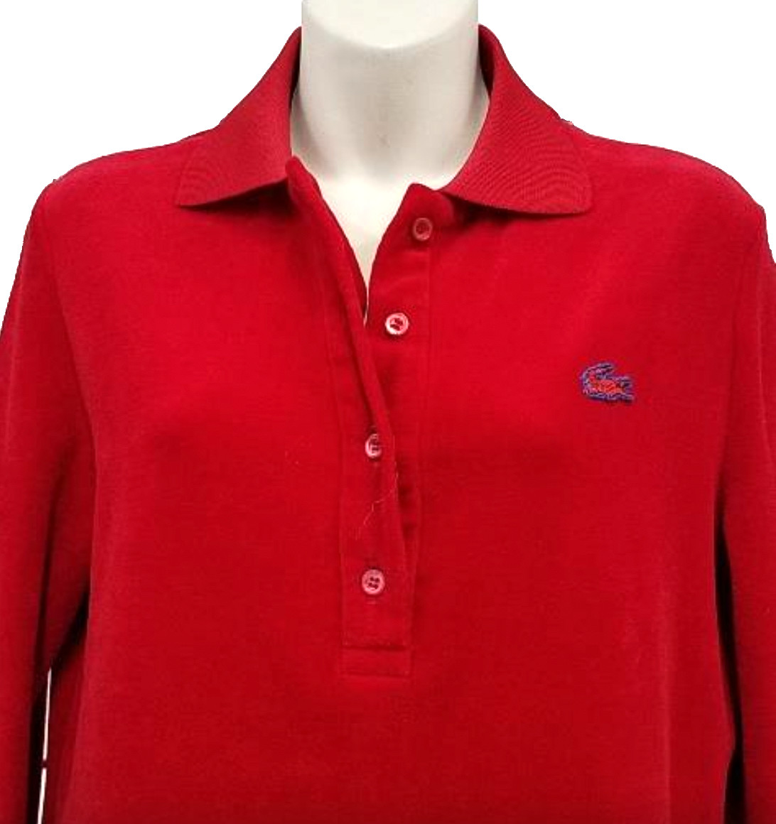 VTG Lacoste Red Dress 60-70s David Crystal Polo A-line Velour Long Sleeve M/L