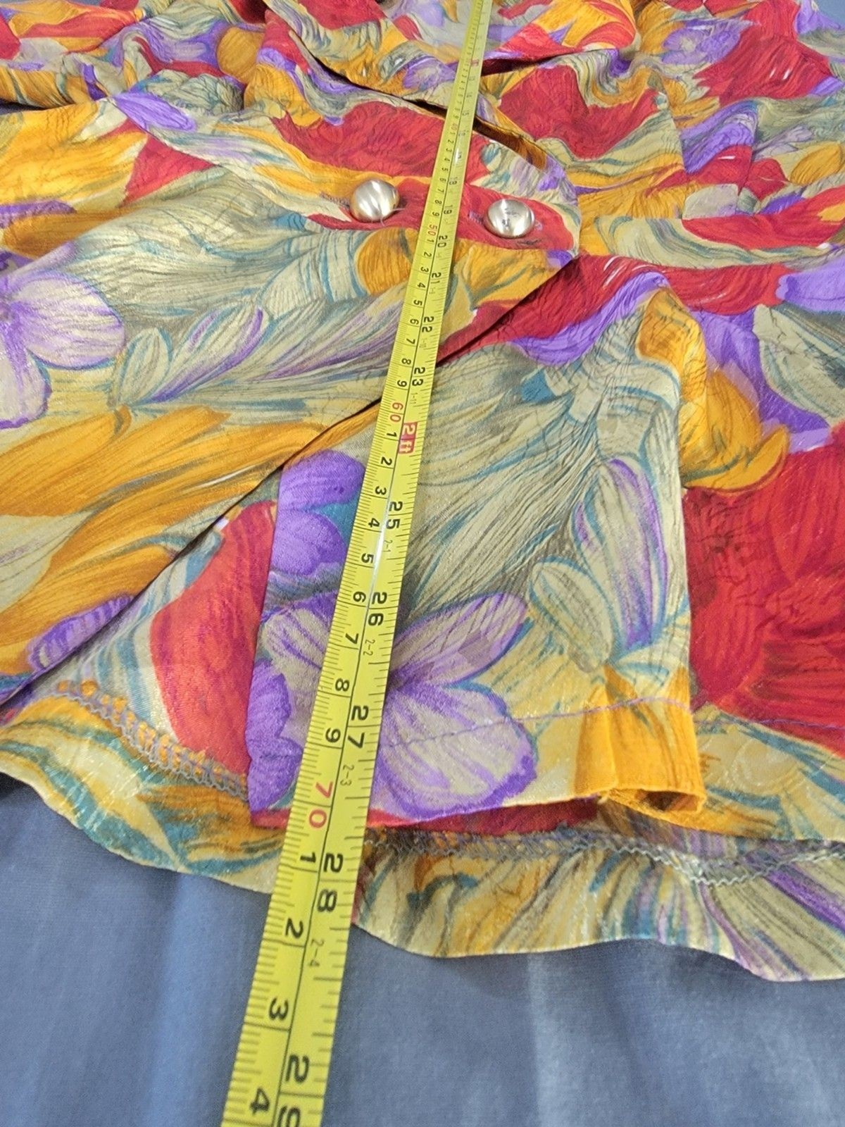 Vintage 80s 90s Floral Peplum Blouse Jacket Bold Abstract Print Gold Button Top