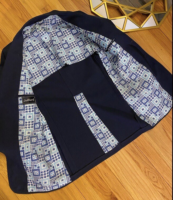 Vintage Juilliard Jacket Blazer Navy Shoulder Pads Lined Sz 38 Long