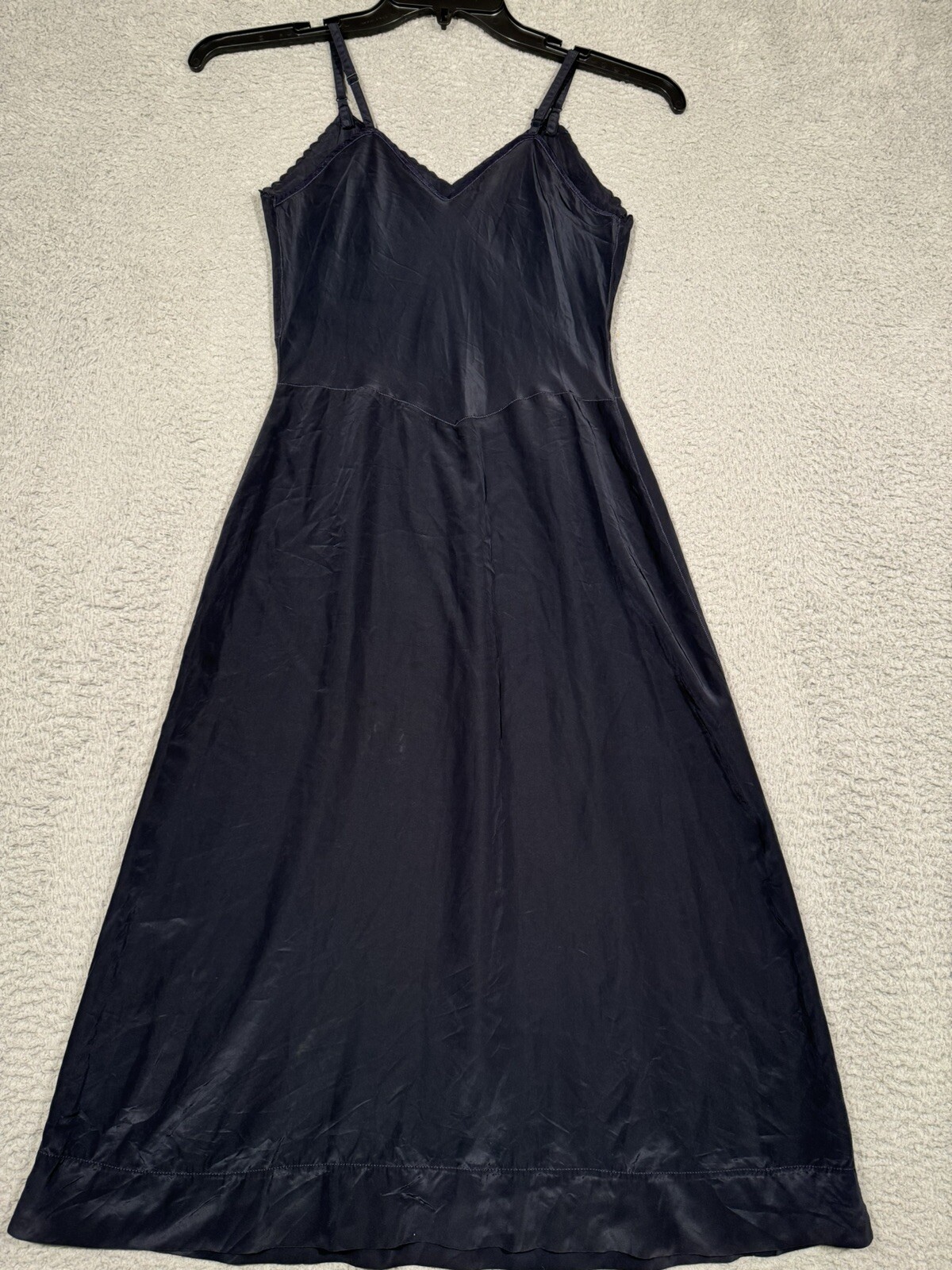 Vintage Seamprufe Black Slip Dress Acetate Size 32 Tall 1950s Adustable