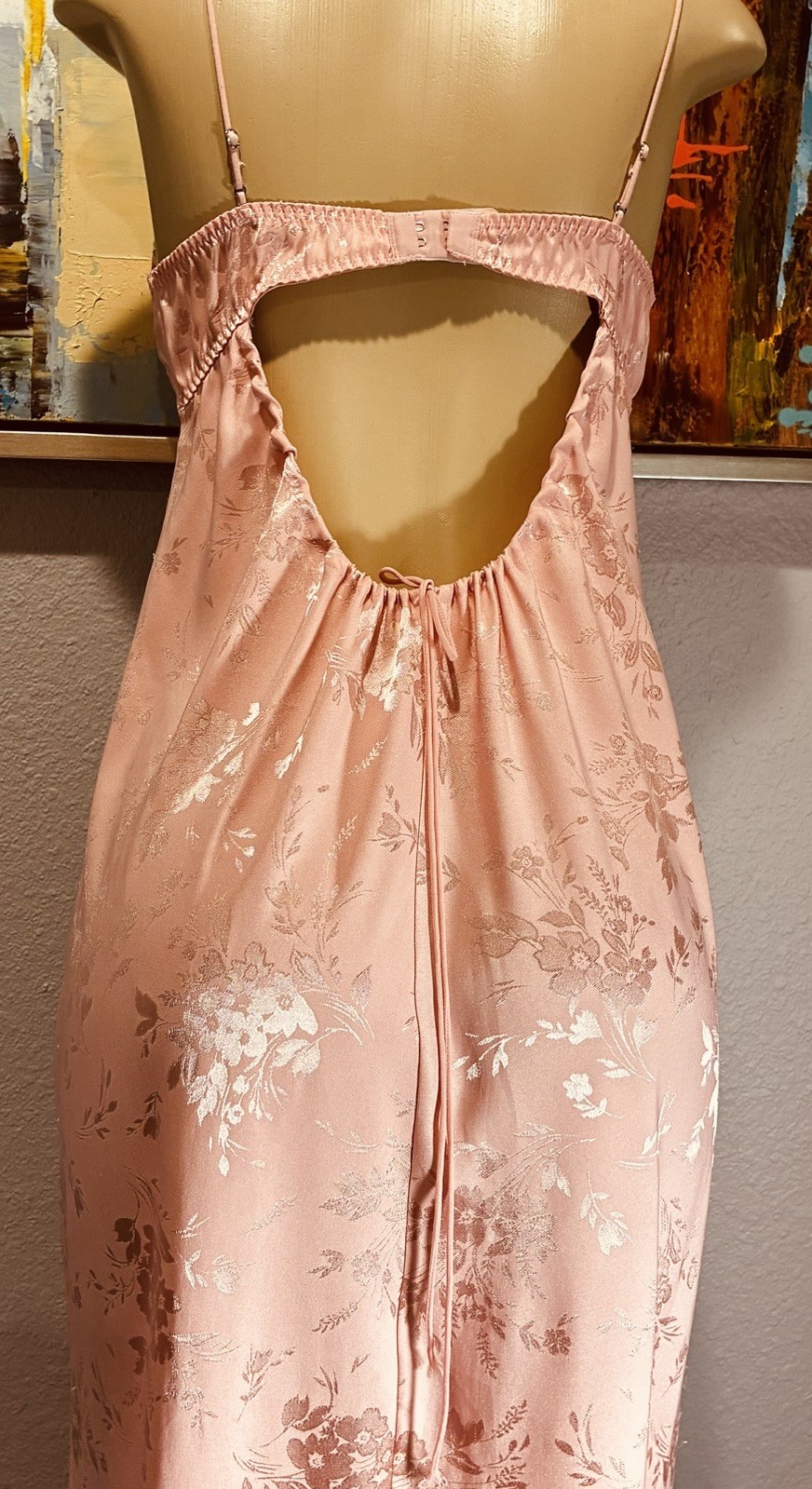 For Love & Lemons Peach Satin Midi Dress Nightgown L