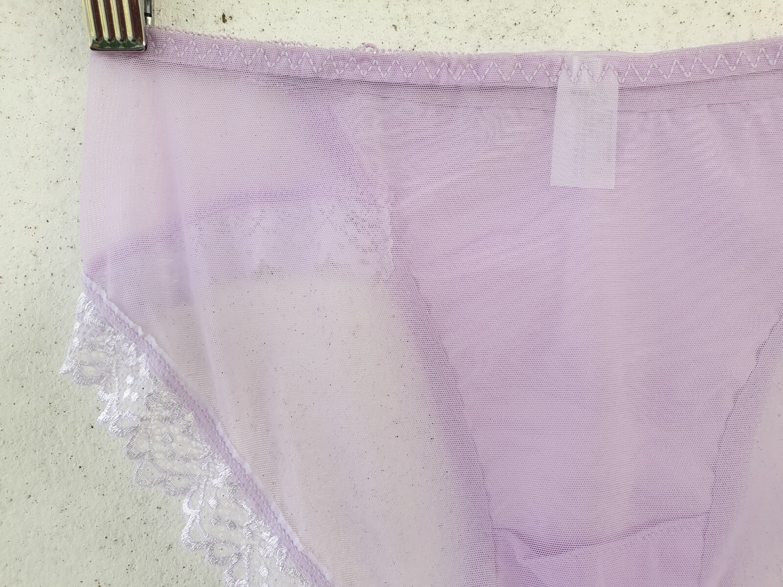 Shiny Nylon Satin Panty Sissy Purple Bikini See Through Brief Sz. 6-7 Hip 35-39″