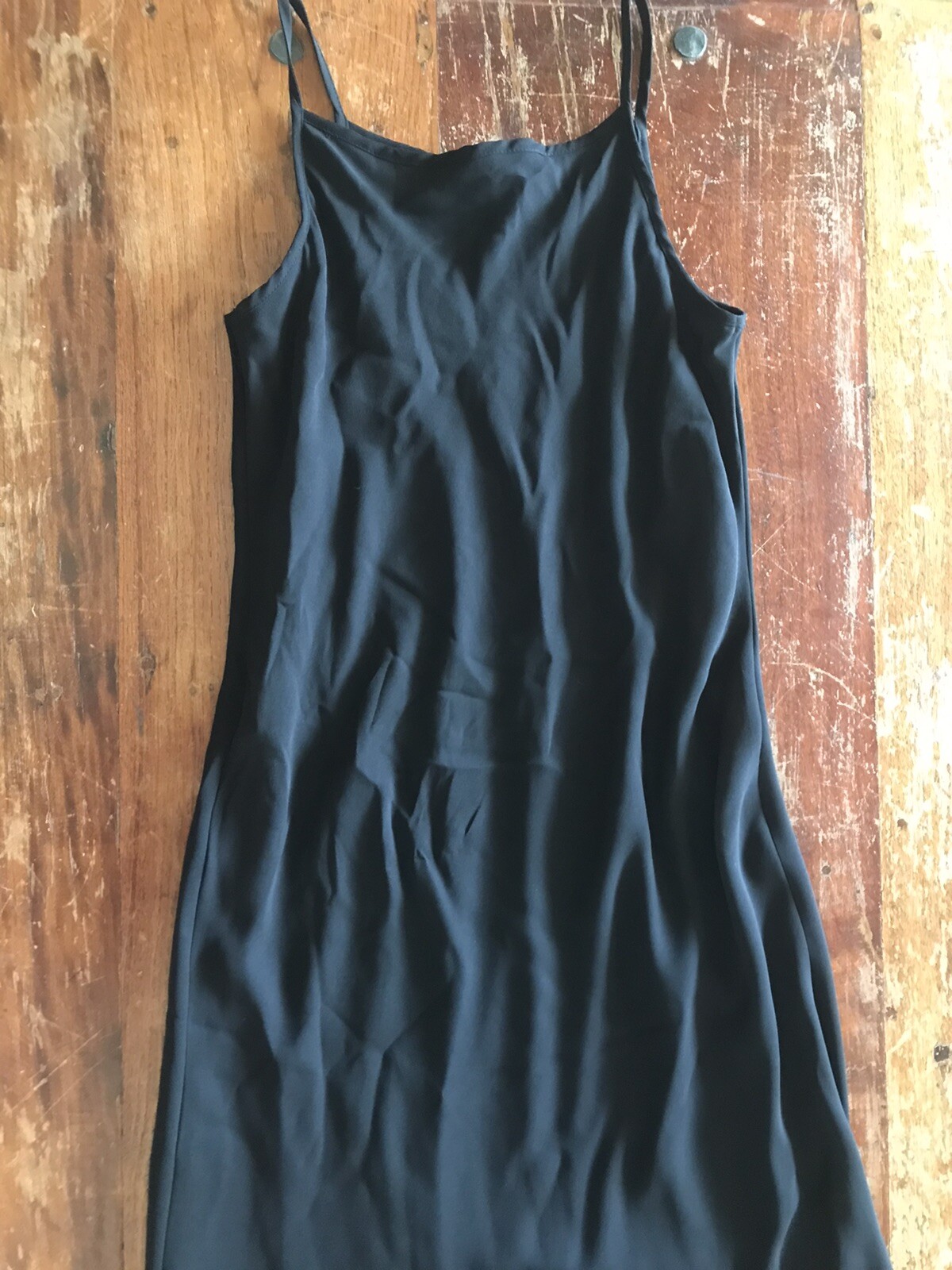 vtg 1990s long solid black maxi dress classic elegant design loose 90s fit USA