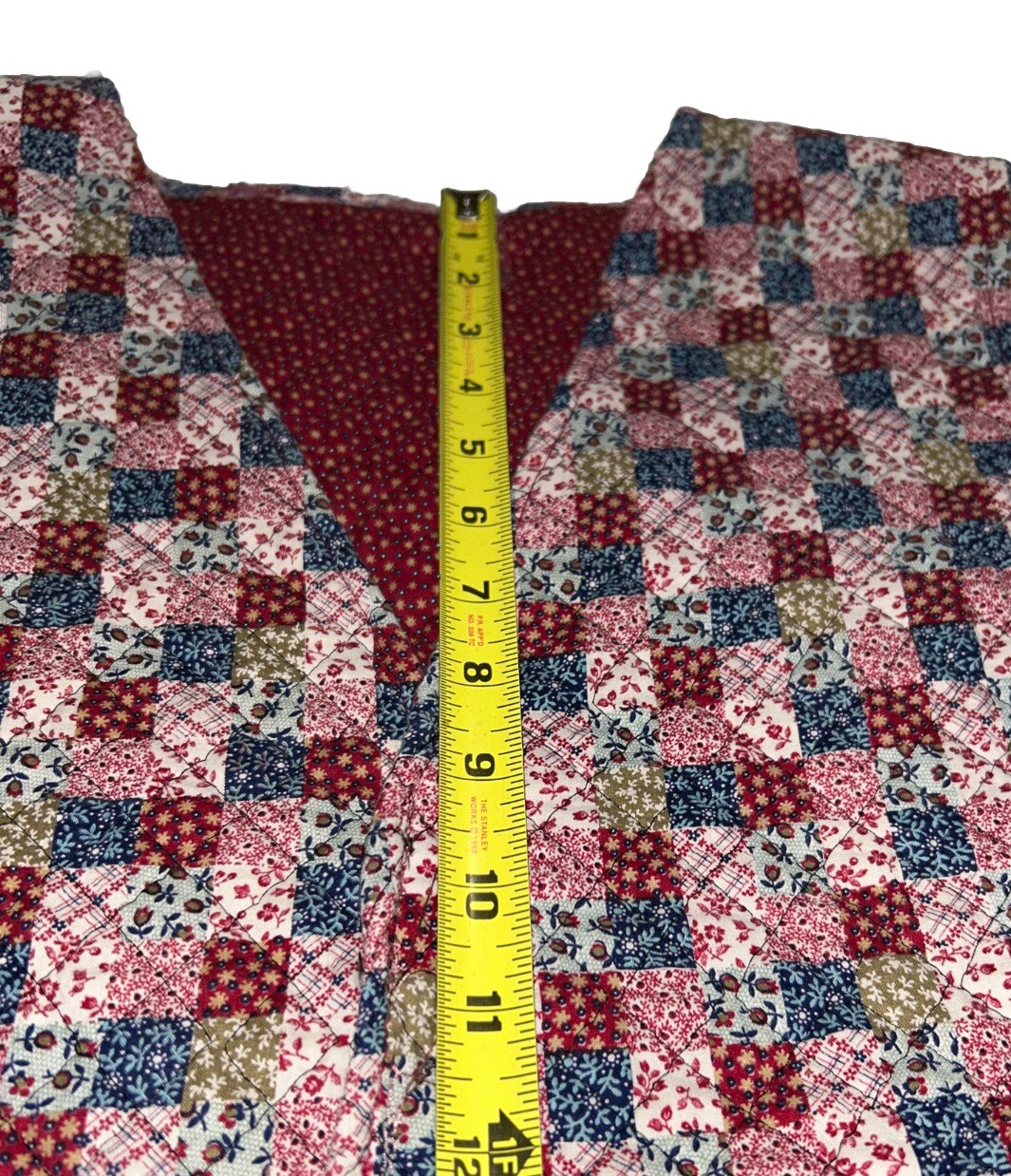 Vintage Handmade Patchwork Quilted Vest. Not Sure On Size See Measurements