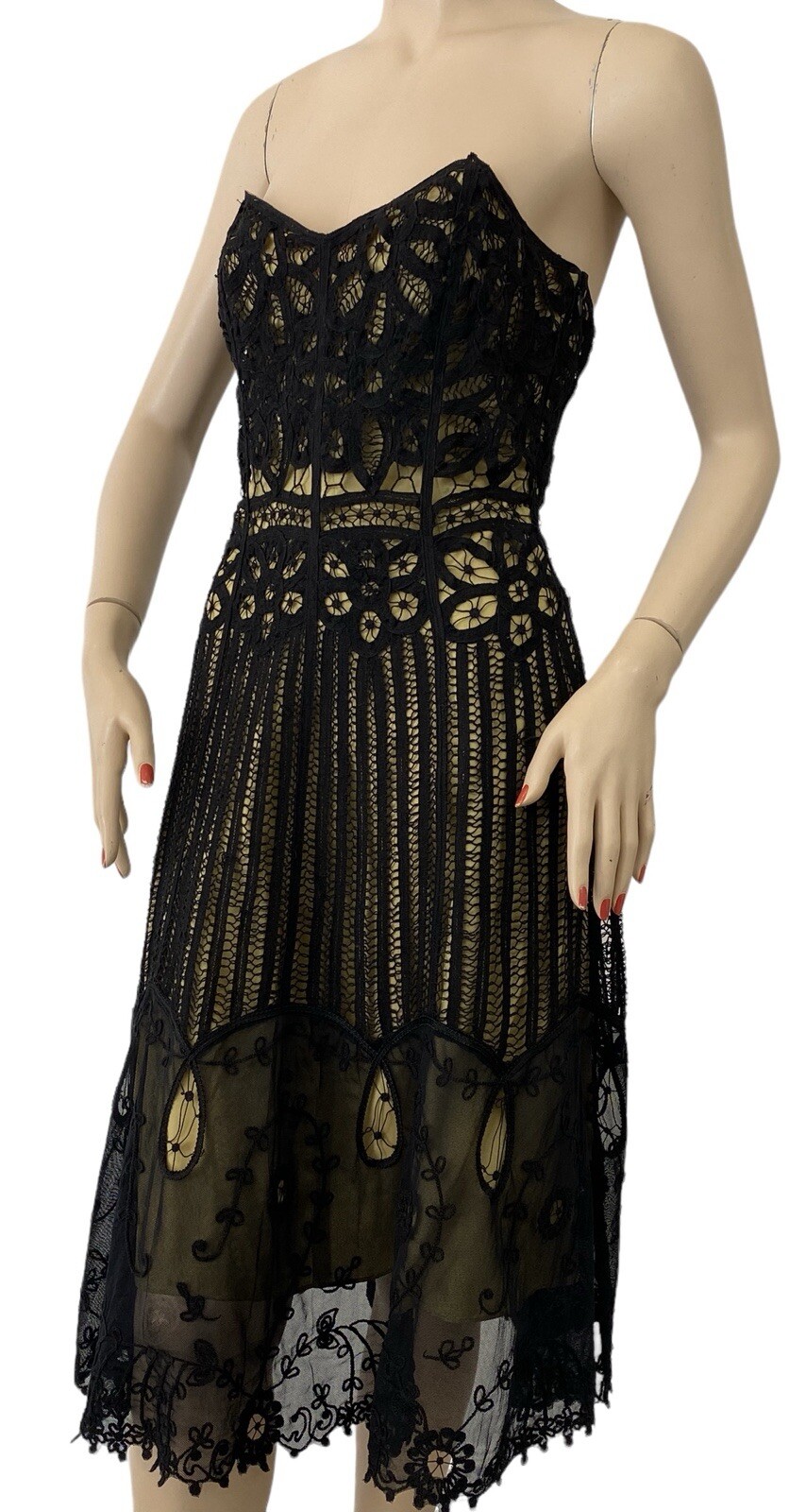 Vintage BETSEY JOHNSON NEW YORK Black Whimsigoth Boho Chic Dress Sz. 2 Y2K