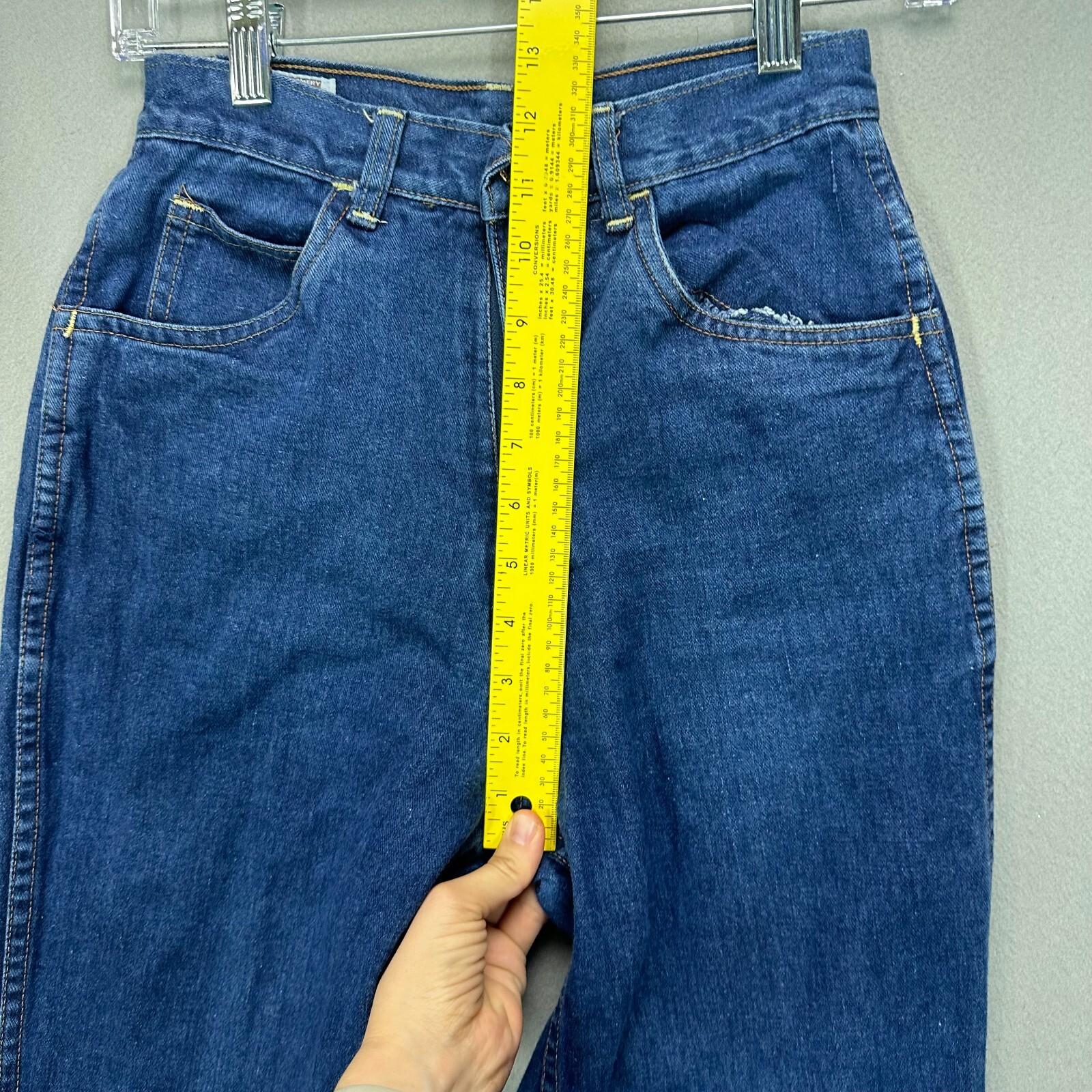 Vintage 70s Jeans Denim Womens 24″ Waist High Rise Straight Embroidered Pockets