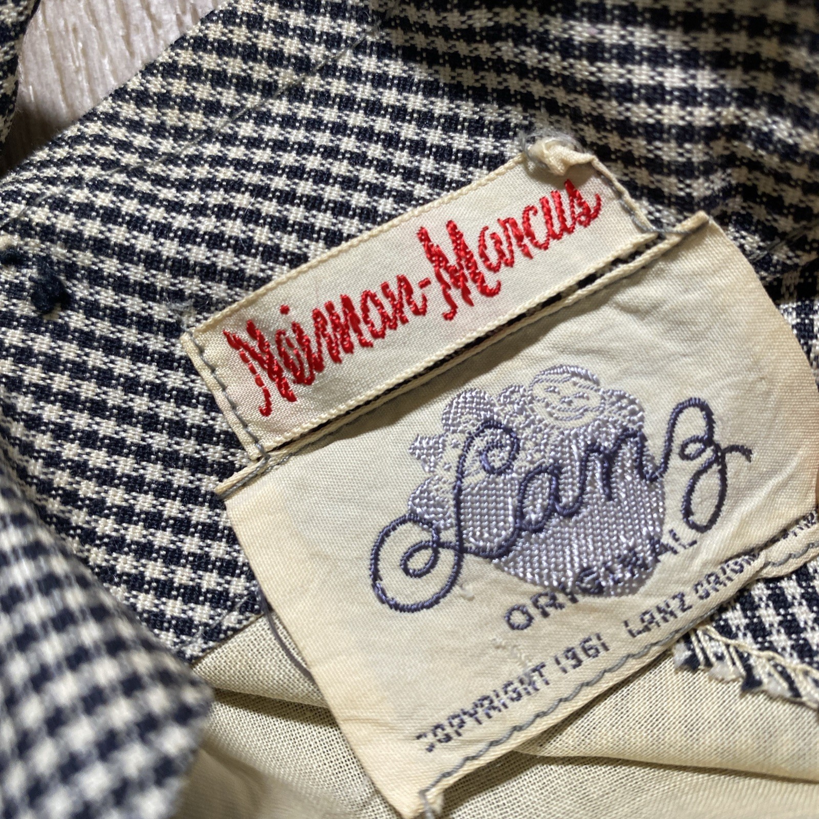 60s Neiman Marcus Dress Women’s M Flare Housewife Gingham Button Fallout Style