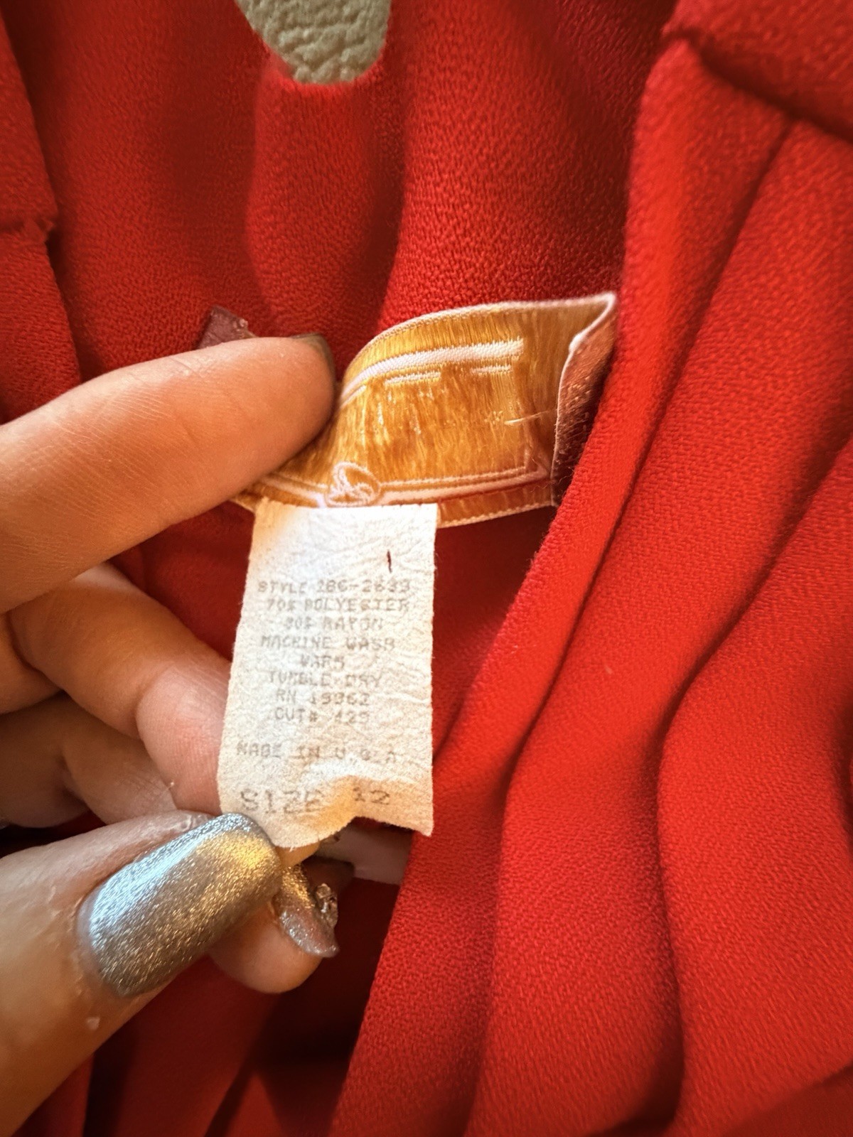Vintage 80s Red Jumpsuit SZ 12 Made In USA Worthington Tux Style