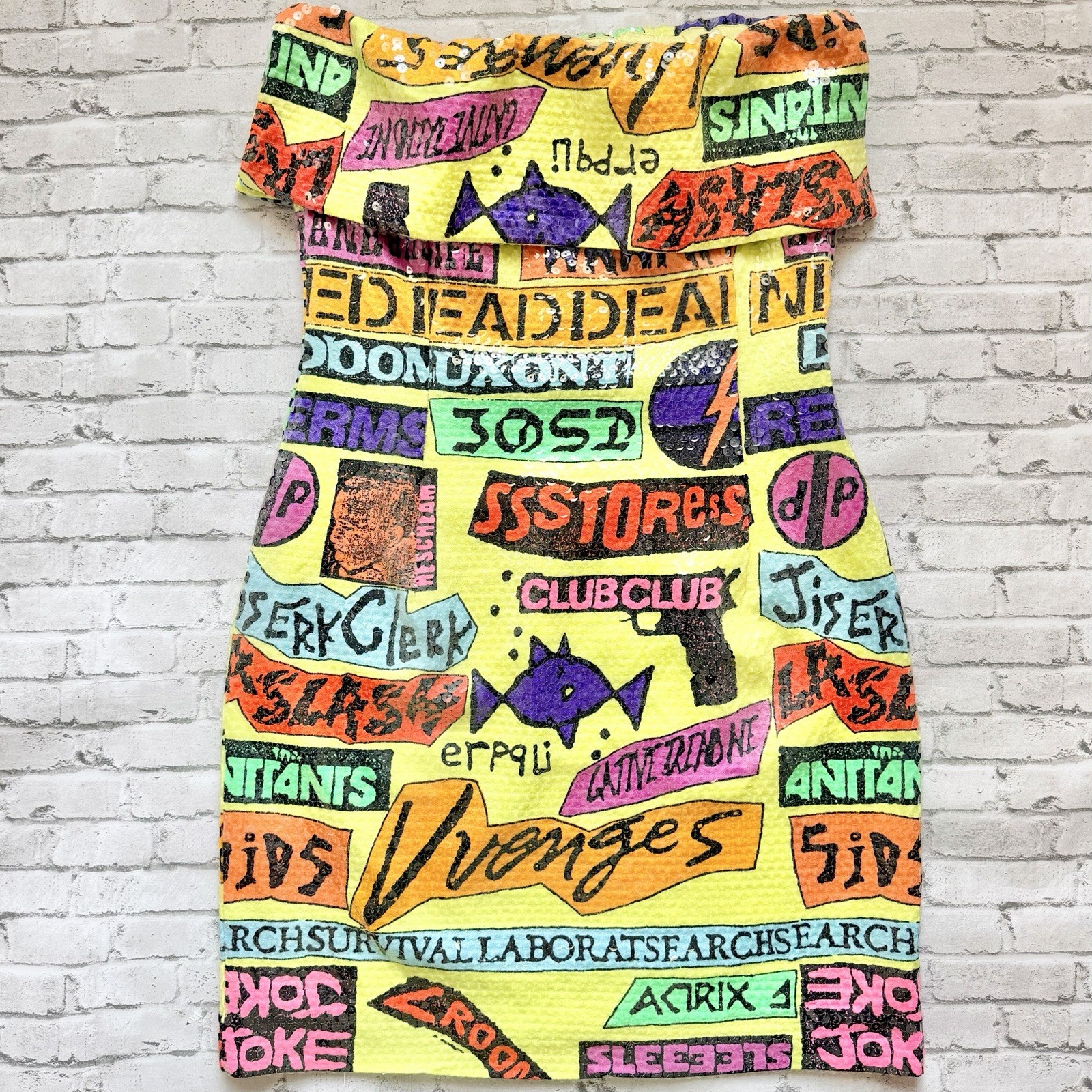 Stephen Sprouse Vintage 1988 Sticker Dress Covered In Sequins