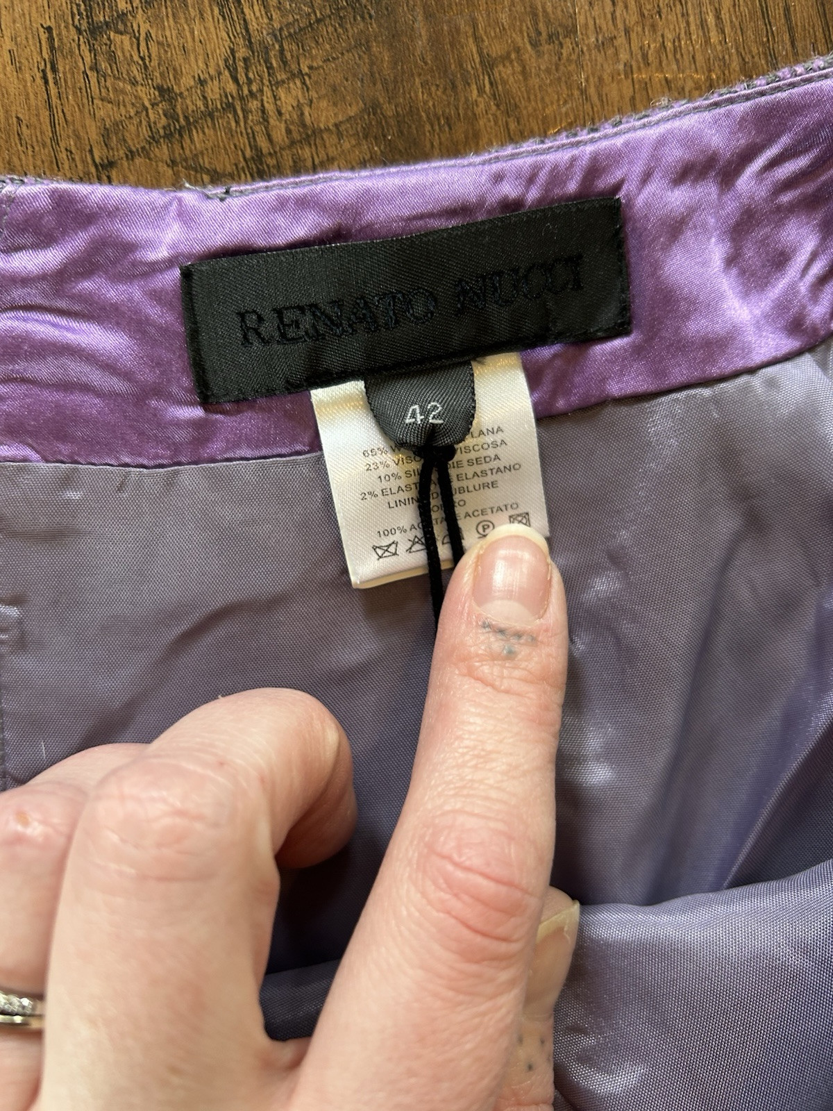 Vintage Y2K Renato Nucci Wool Silk Purple Fairy Velvet Floral Skirt Set 40 NWT M