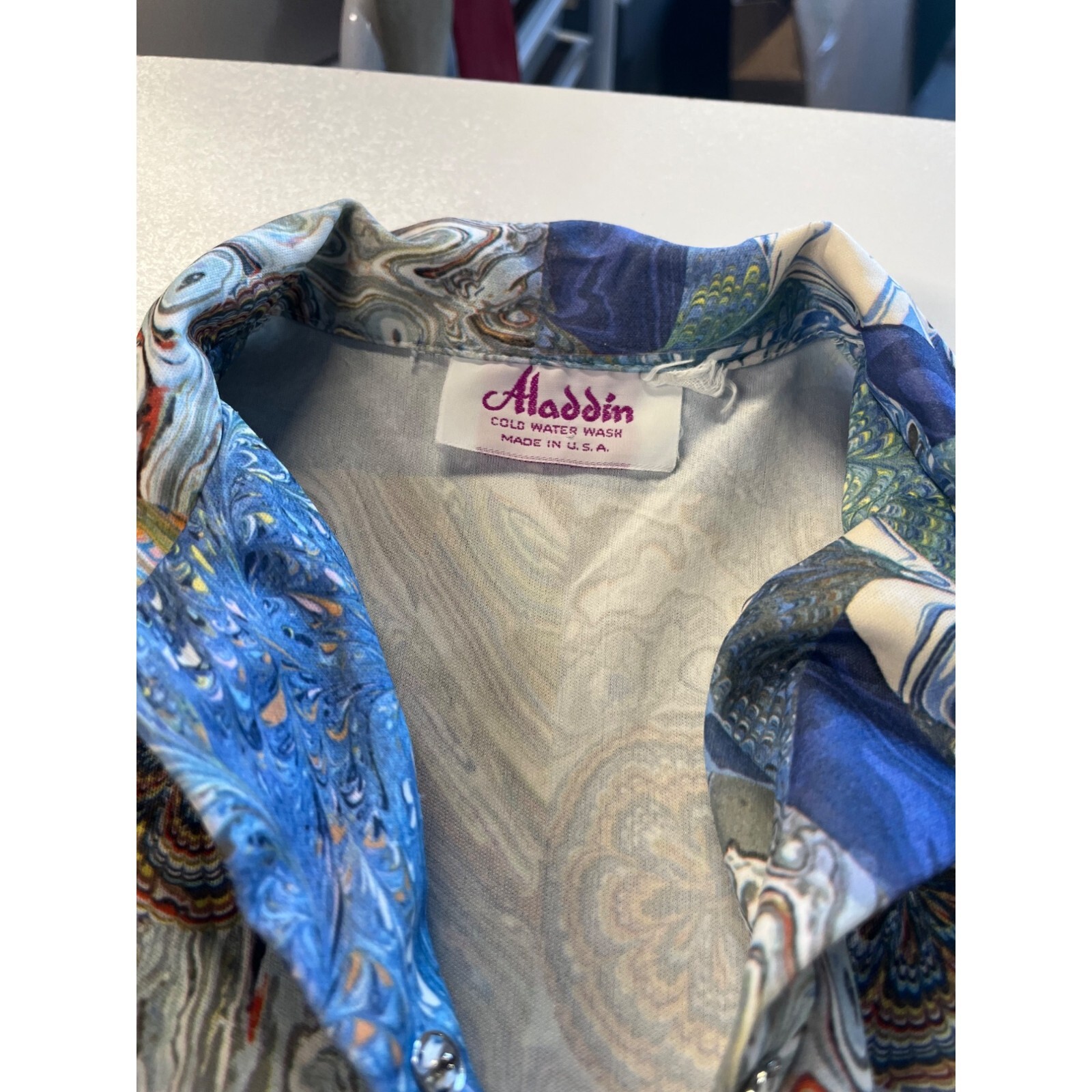 Aladdin Brand Blouse Vintage Mod Disco Retro 60s 70s Ladies Size MED Psychedelic