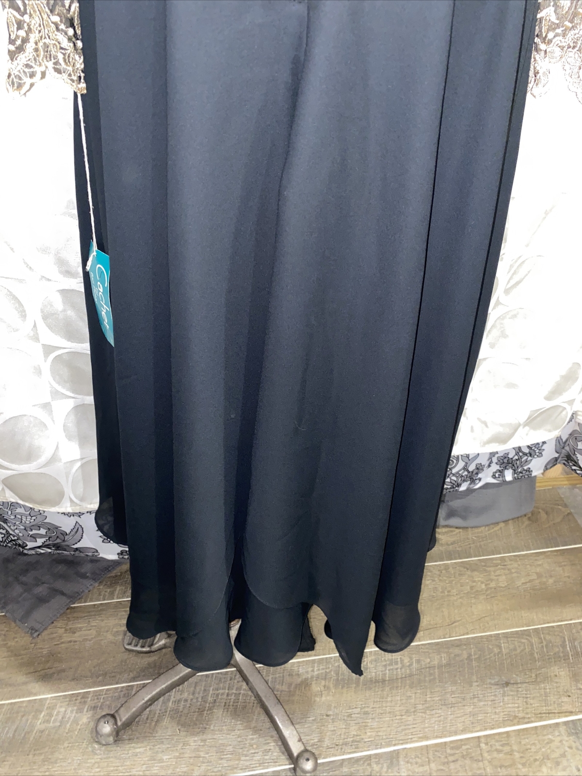 Vtg Cachet Formal Dress Bari Protas Elegant Black Gold USA Made New 9/10