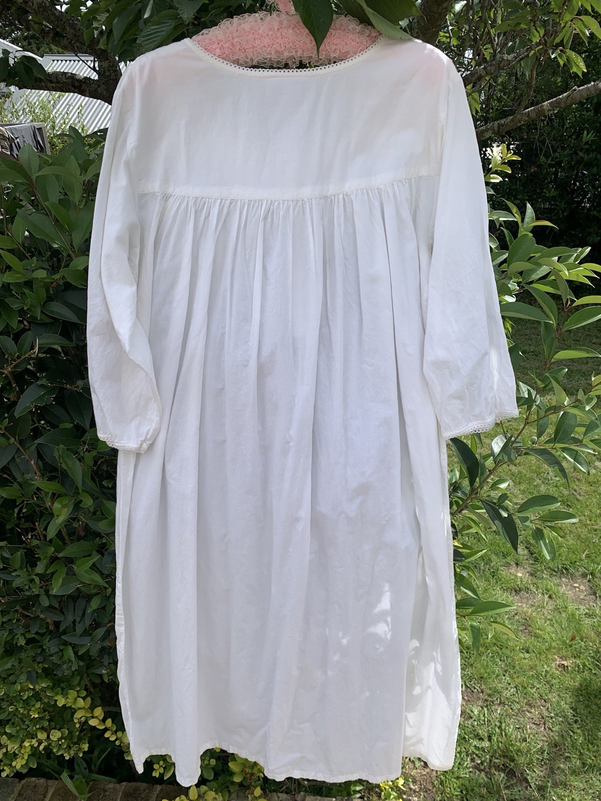 Vintage French Country Nightie Romantic Antique Style Cotton Night Shirt