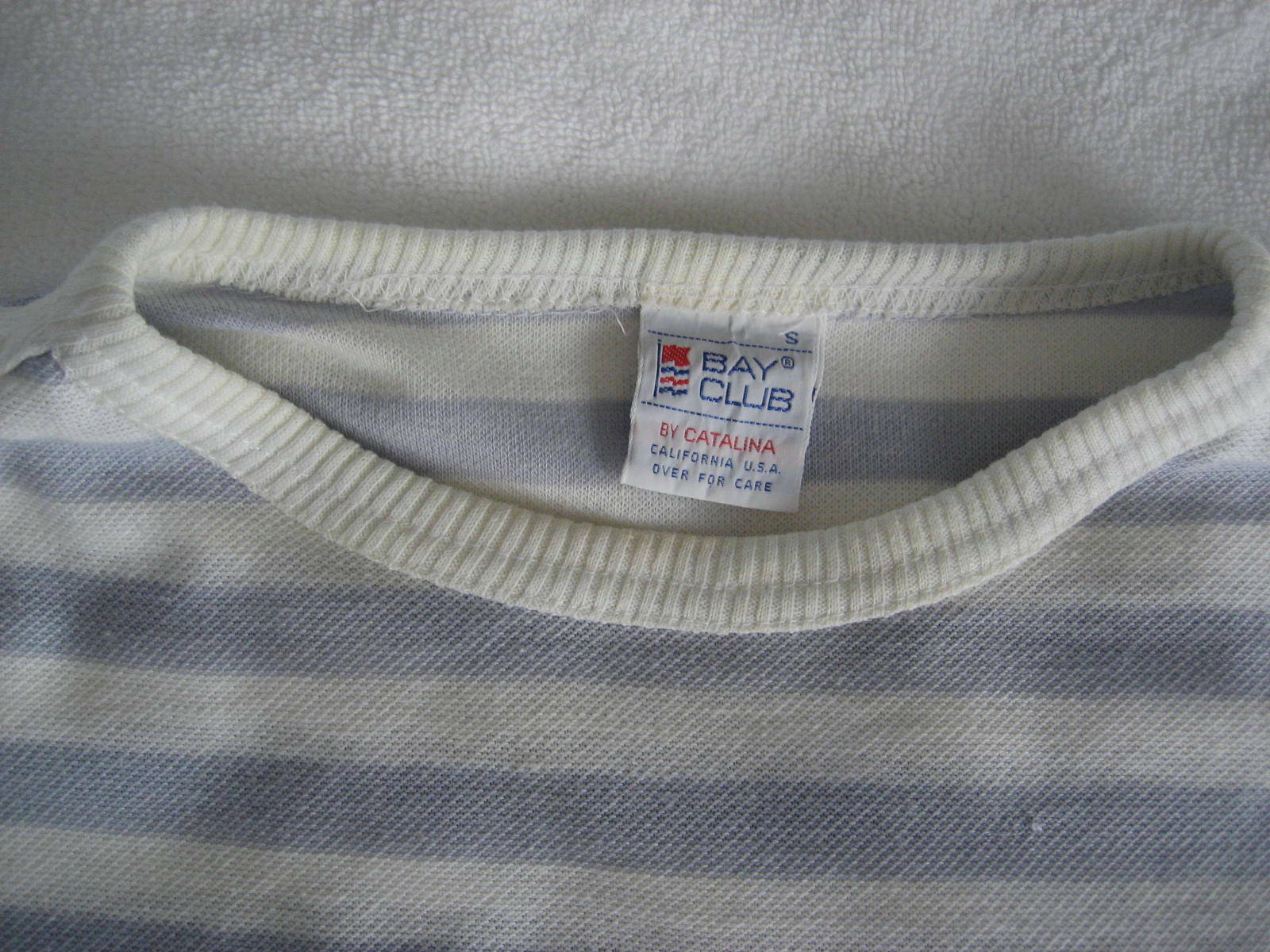 80s Bay Club By Catalina White & Light Gray Blue Stripe Tunic Mini Dress Sz S-M