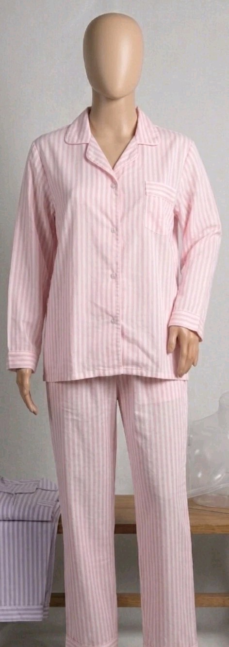 Carole Vintage Pink & White Striped Long Sleeve Top And Pants Pajama Set Size 1X