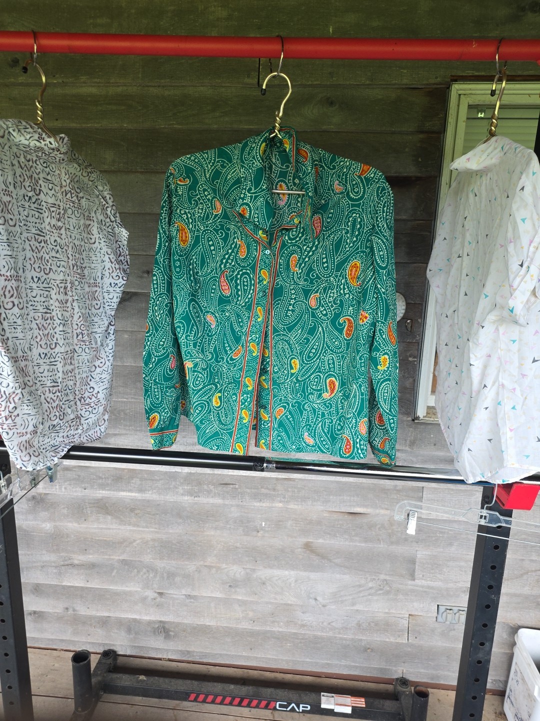 Lot Of 3 Vintage Blouses Shirts Print Women Short Sleeve Teacher Geek Mod
