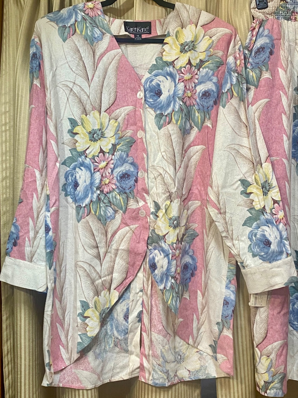 Vtg 1980s Karen Kane Oversize Top and Wide Leg Gaucho Pants Set Sz 12 Rayon NWT