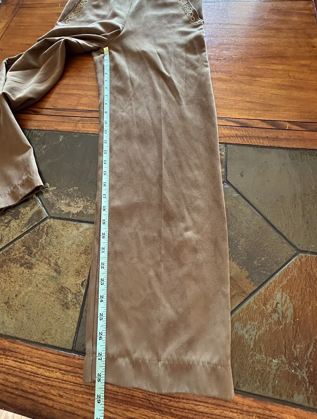 Vintage PEACOCK Embroidered Unique Handmade Bib Overall Boho Pants XS 28” Inseam