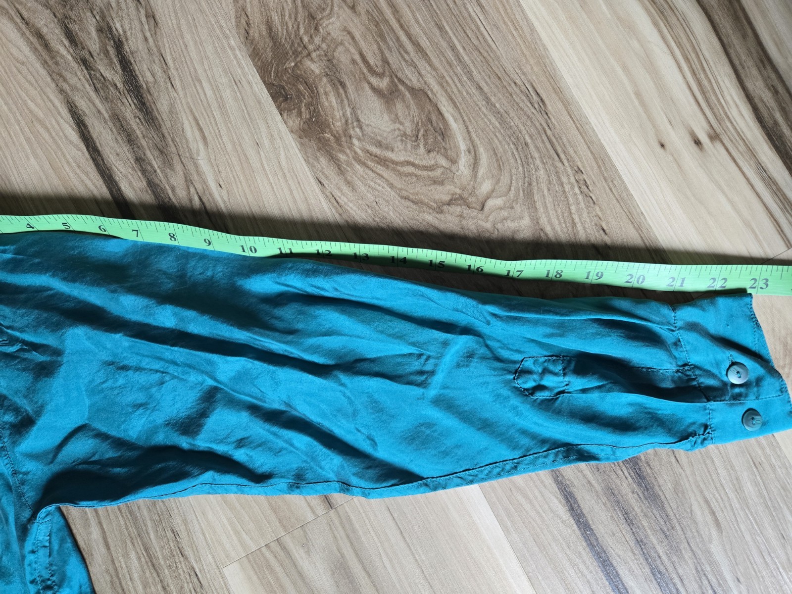 Vintave Shirt Joule Energy Teal Green/silk/sizeM/blouse/pocket/button/longsleeve