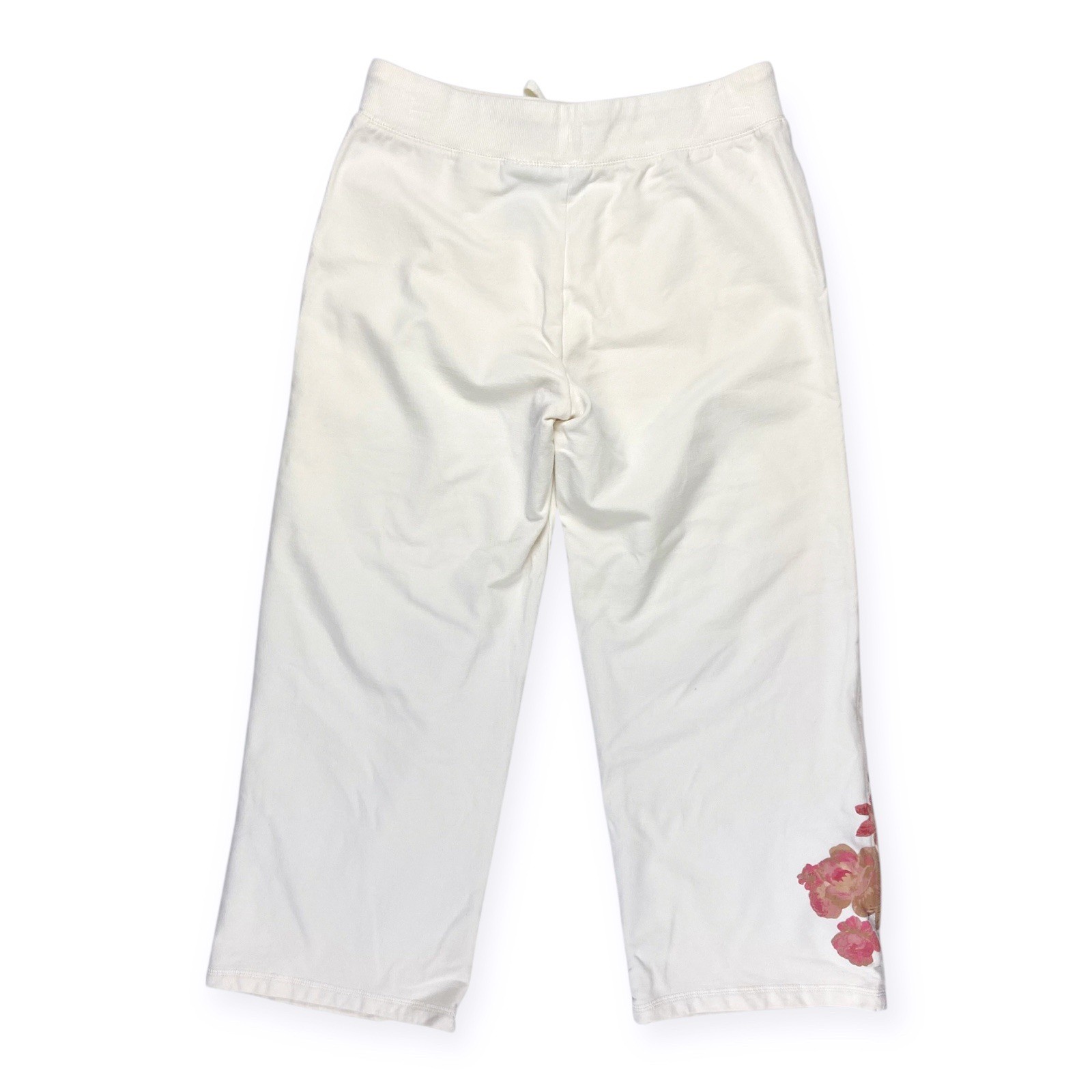 New York & Company VTG Y2K Cream Floral Crop Sweatpants Lounge Pants Capris XS