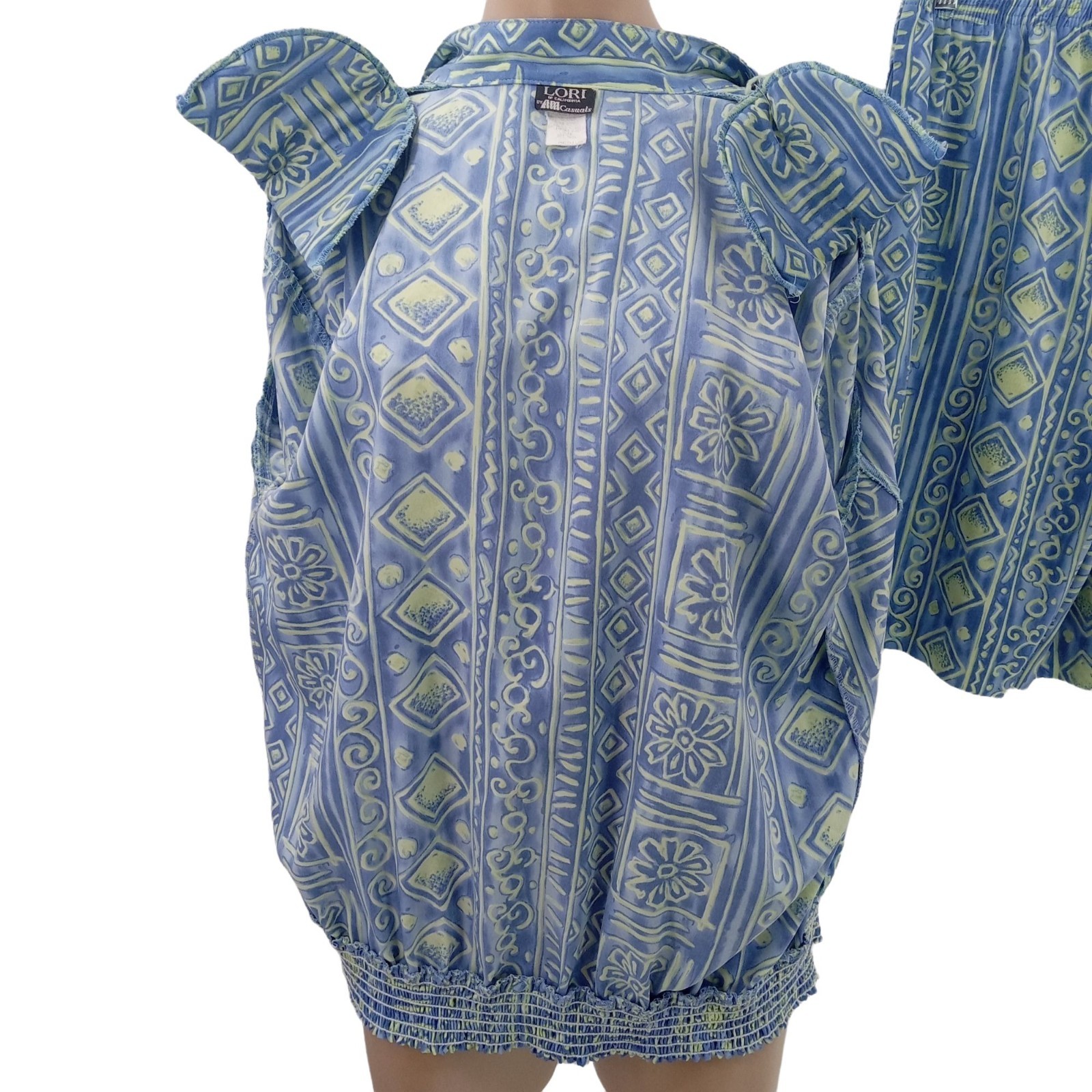 Vintage Lori of California Jacket Shorts Set M 10 Shoulder Pads Zip Front 80s