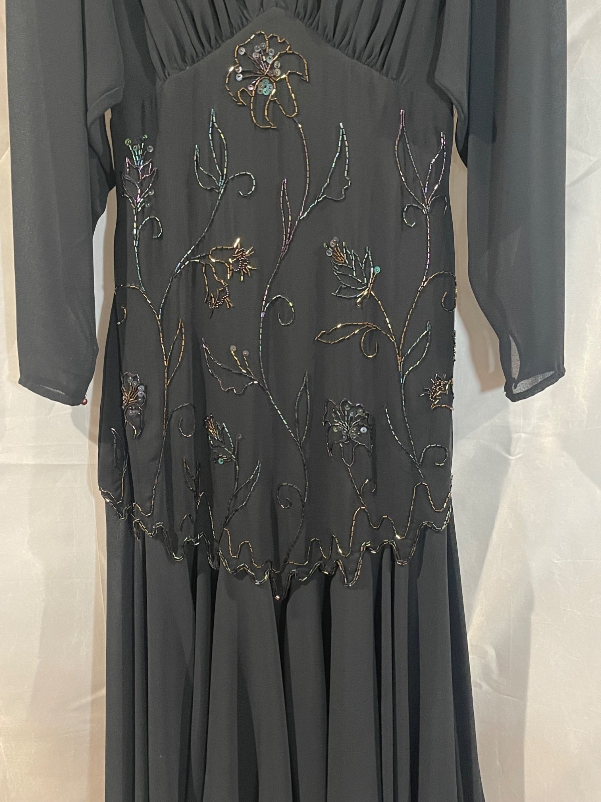 Vintage Casadei Black Multi Color Beaded Cocktail Dress