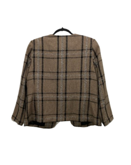 VINTAGE 80s Womens Wool Blend Plaid Blazer Coat Size 12p Career Office Business