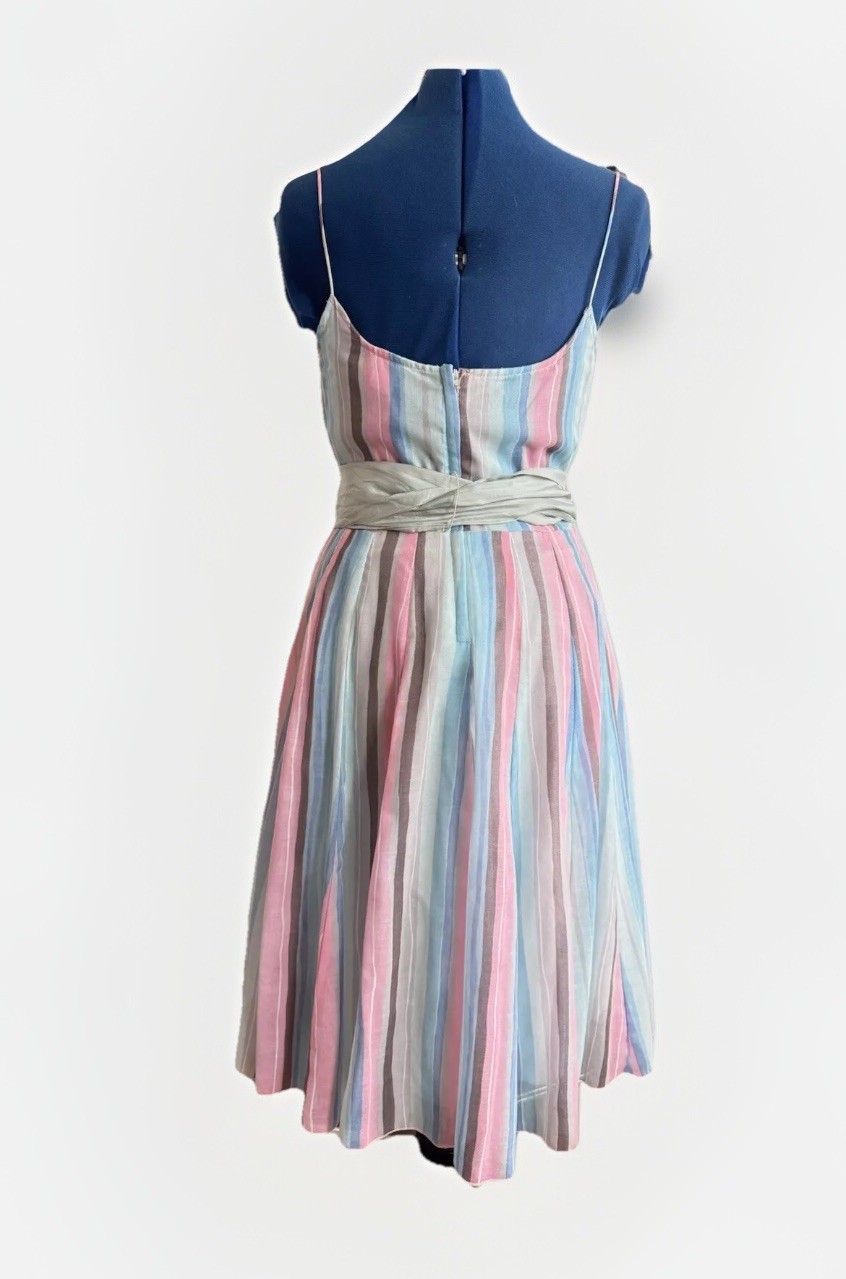 vintage 70s 80s Style C’est Moi rainbow striped strappy Sun Tea Party Dress M