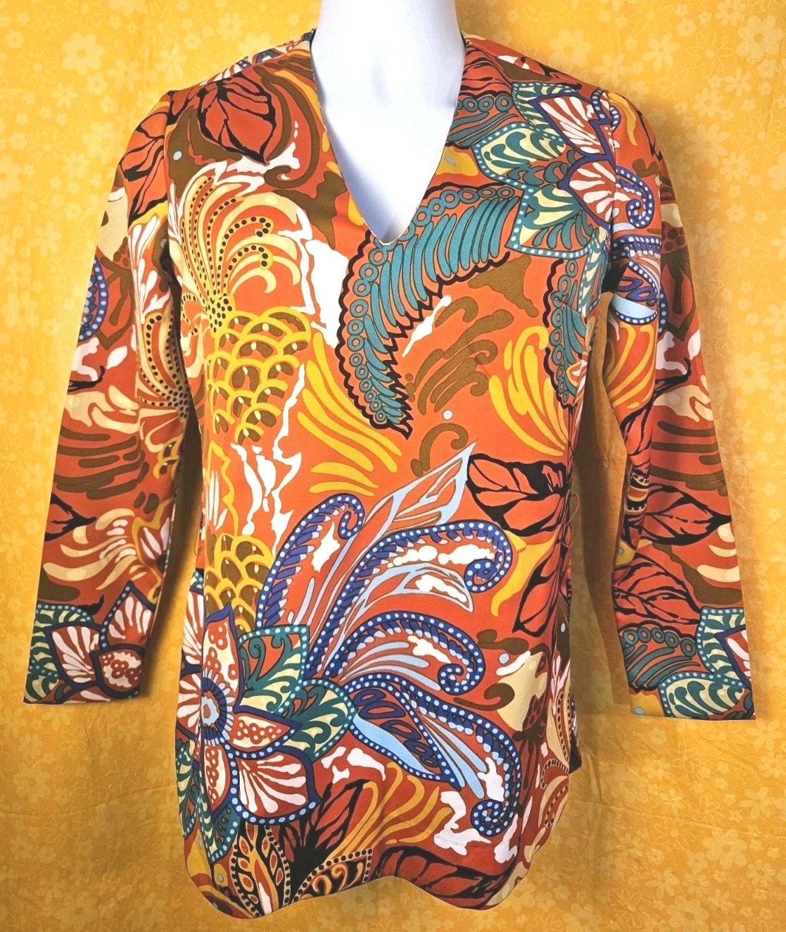 Vintage Concept 70’s Swirl Women’s Blouse (12) Necklace/Belt Not Included Groovy