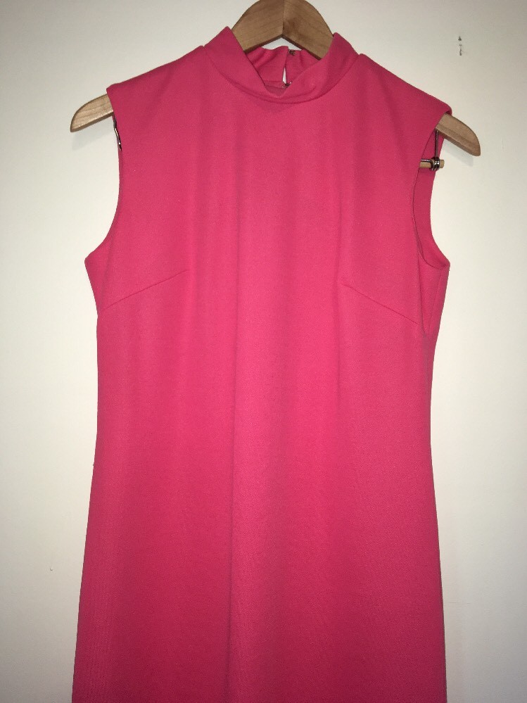 Retro Sleeveless Pink Dress Vintage 1970s Design Tall