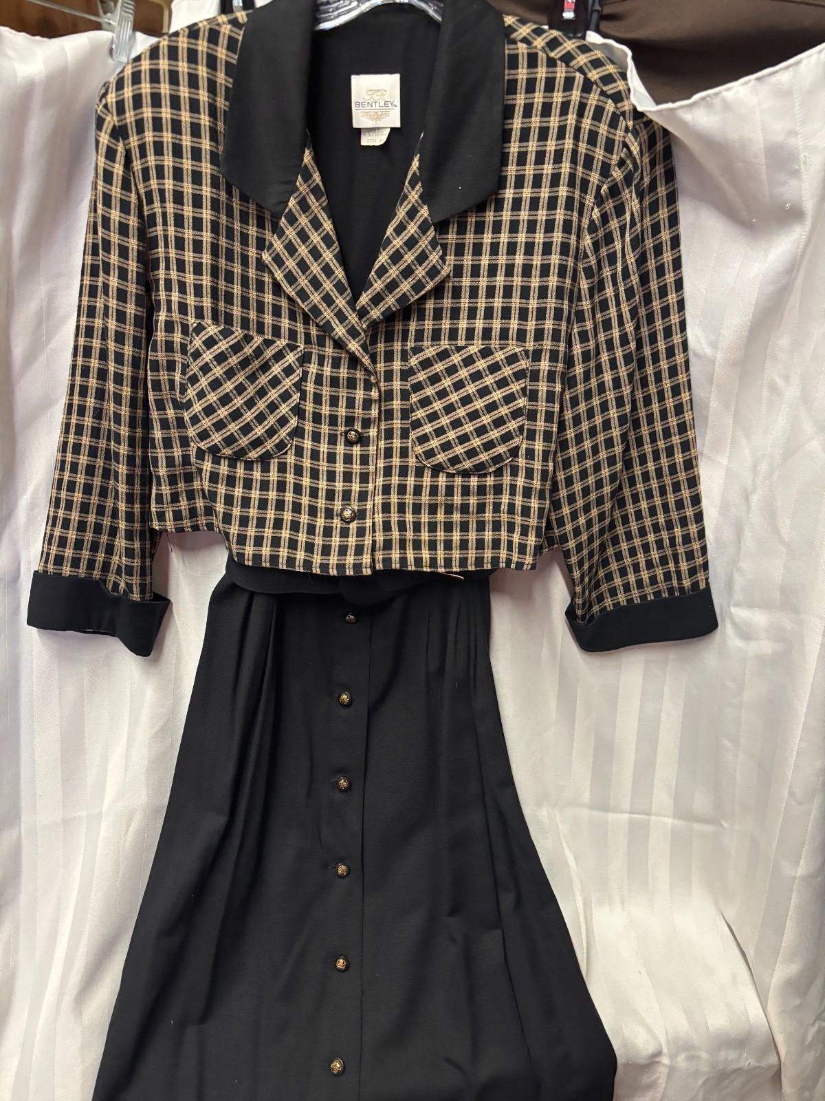 Vintage TR Bentley Black Dress with Black and Beige Jacket size 18