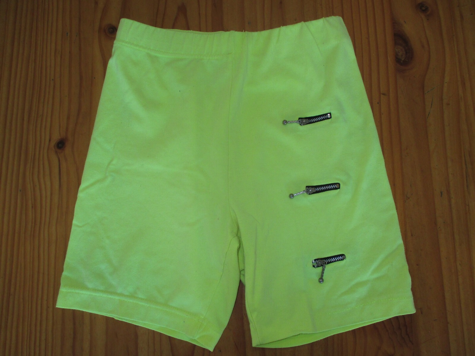 Vintage 80s Cherry Lane Flouro Yellow Bike Shorts with Zip Detail – Size M